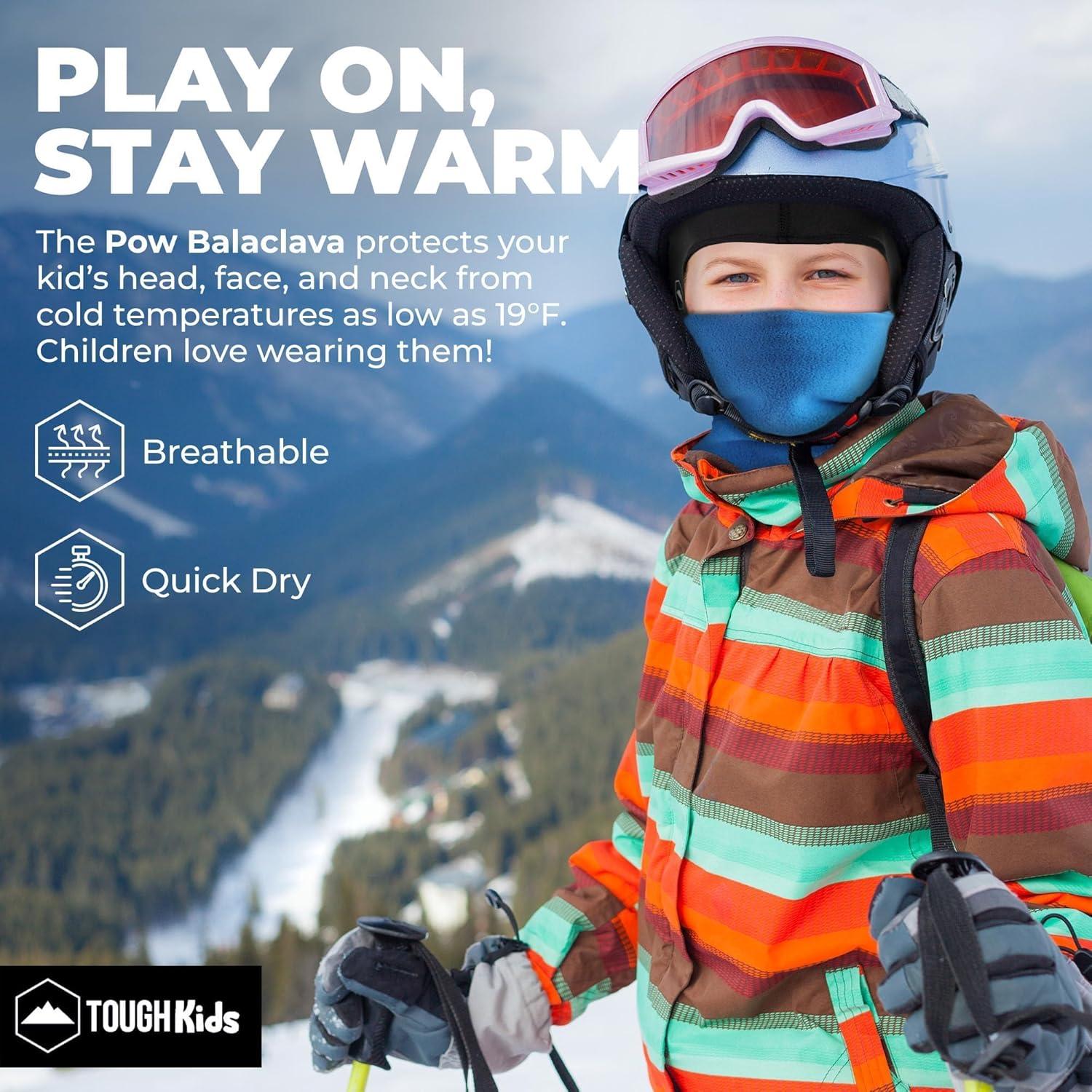 imageTough Headwear Kids Balaclava Ski Mask  Kids Ski Neck Gaiter ampamp Toddler Fleece Neck Warmer wHelmet Liner HoodBlue