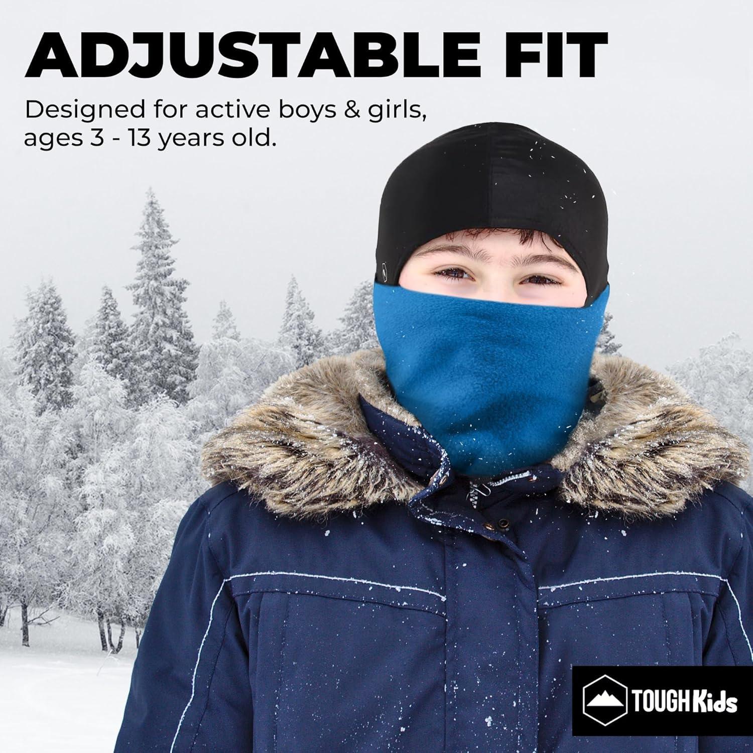 imageTough Headwear Kids Balaclava Ski Mask  Kids Ski Neck Gaiter ampamp Toddler Fleece Neck Warmer wHelmet Liner HoodBlue