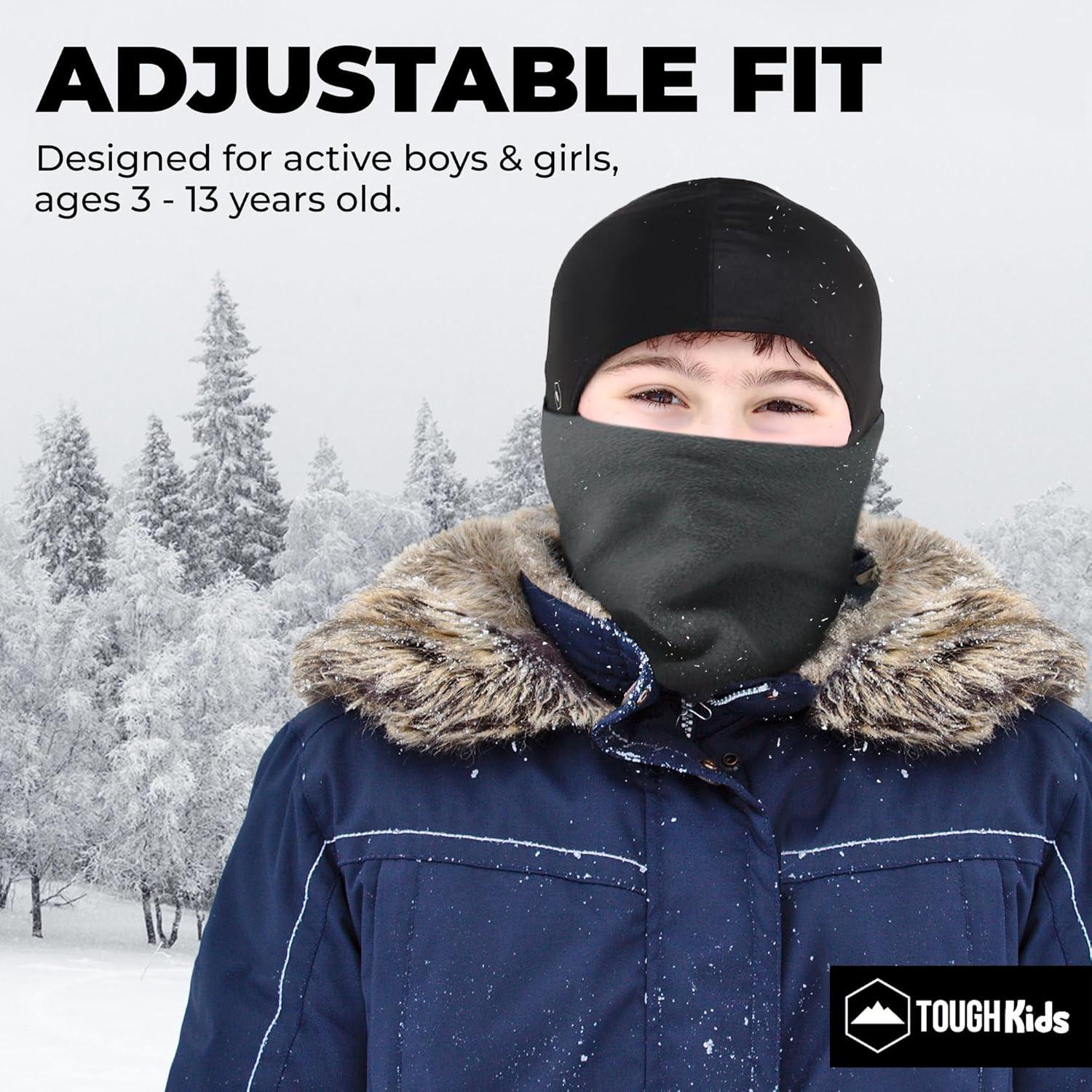 imageTough Headwear Kids Balaclava Ski Mask  Kids Ski Neck Gaiter ampamp Toddler Fleece Neck Warmer wHelmet Liner HoodGray