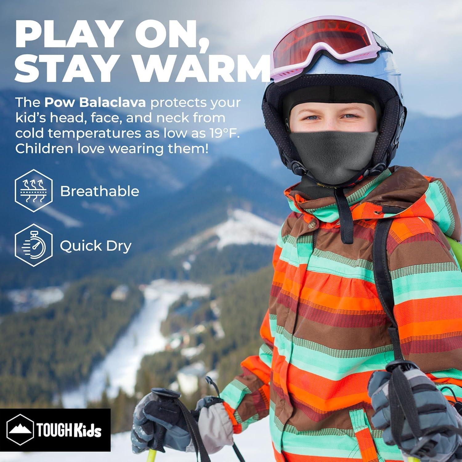 imageTough Headwear Kids Balaclava Ski Mask  Kids Ski Neck Gaiter ampamp Toddler Fleece Neck Warmer wHelmet Liner HoodGray
