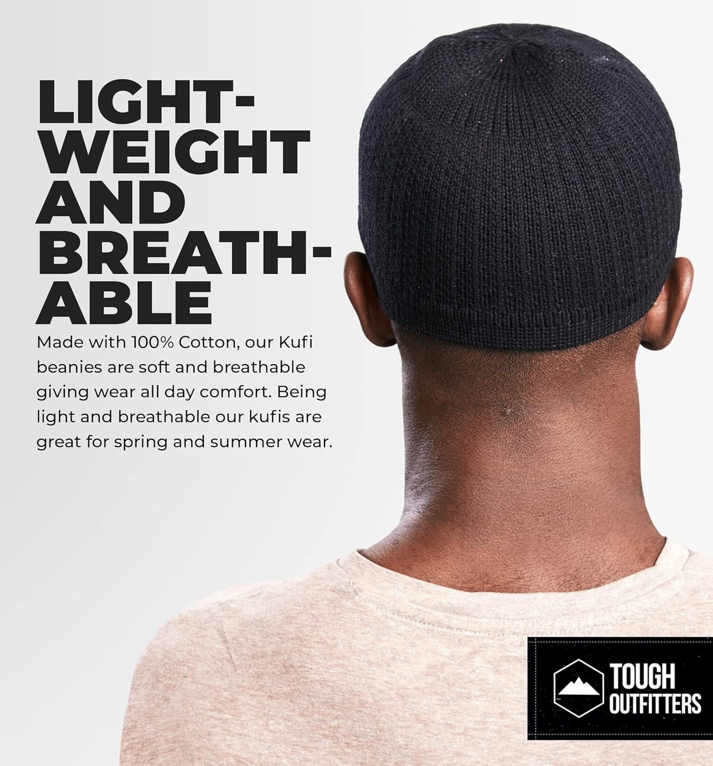 imageTough Headwear Kufi Hat  Kufi Hats for Men Muslim Turkish Kufi CapBlack Full