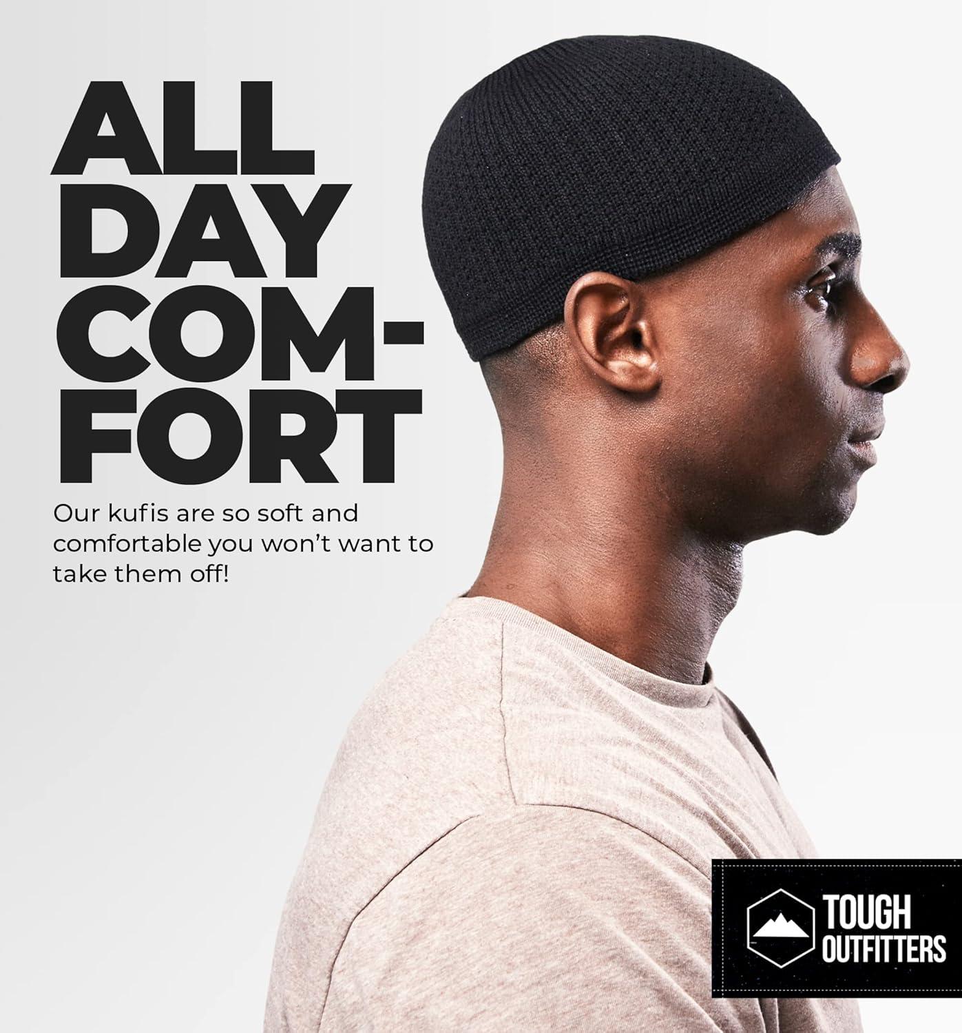 imageTough Headwear Kufi Hat  Kufi Hats for Men Muslim Turkish Kufi CapBlack Full