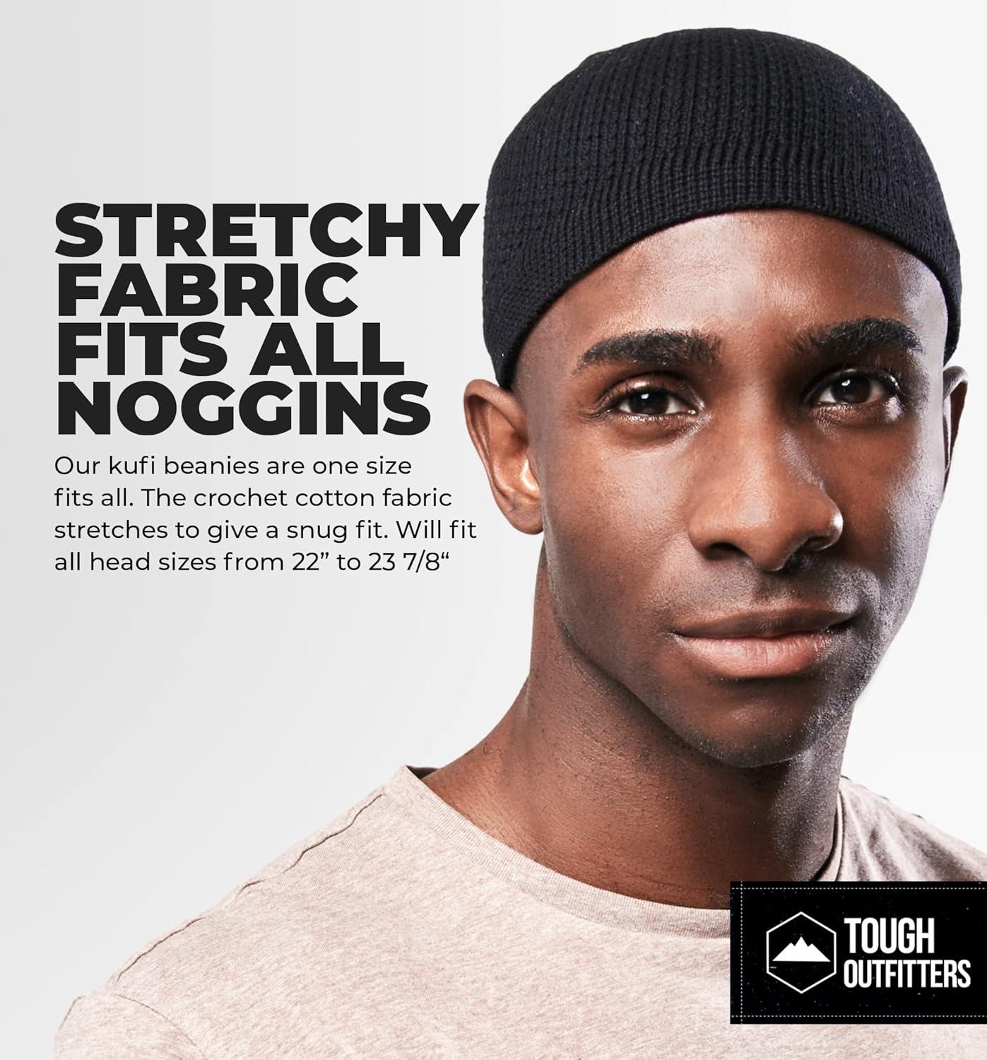 imageTough Headwear Kufi Hat  Kufi Hats for Men Muslim Turkish Kufi CapBlack Full