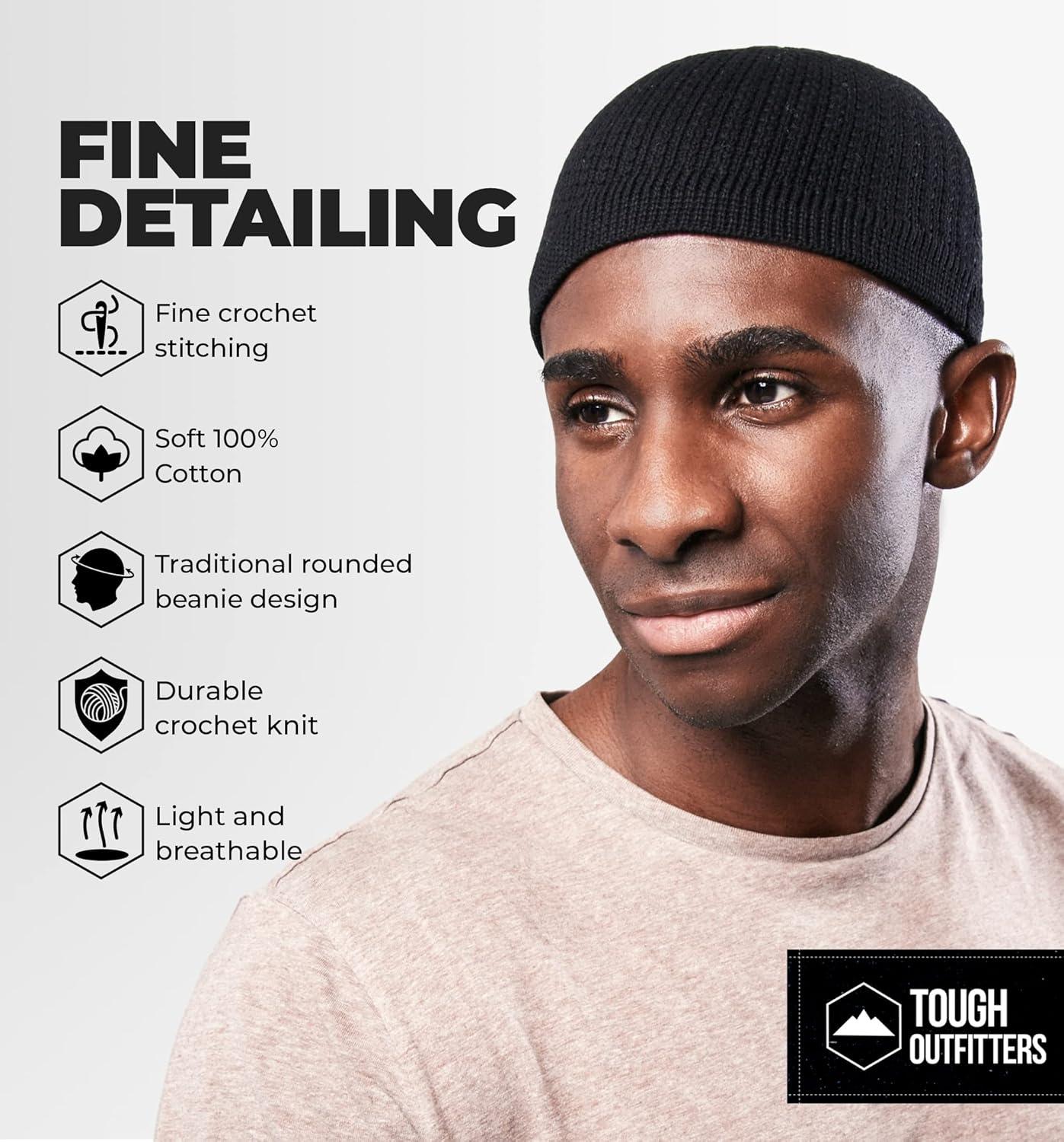 imageTough Headwear Kufi Hat  Kufi Hats for Men Muslim Turkish Kufi CapBlack Full