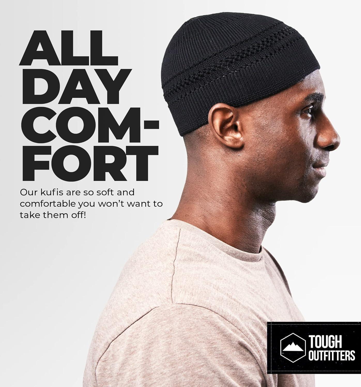 imageTough Headwear Kufi Hat  Kufi Hats for Men Muslim Turkish Kufi CapBlack Lattice