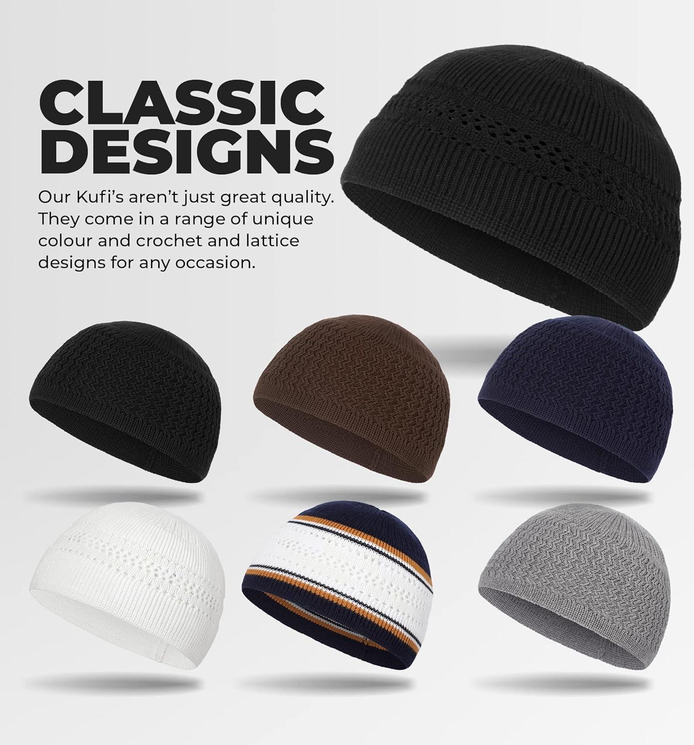 imageTough Headwear Kufi Hat  Kufi Hats for Men Muslim Turkish Kufi CapBlack Lattice