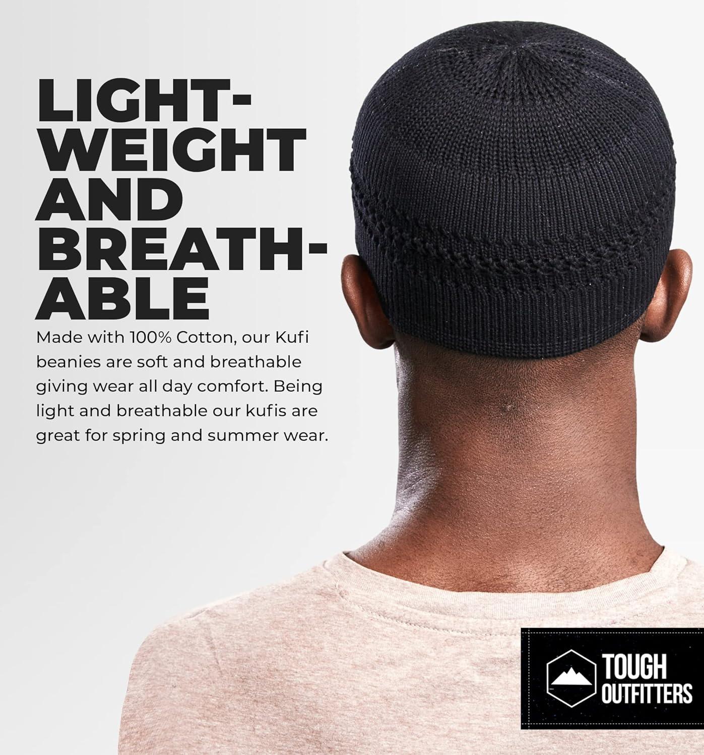 imageTough Headwear Kufi Hat  Kufi Hats for Men Muslim Turkish Kufi CapBlack Lattice