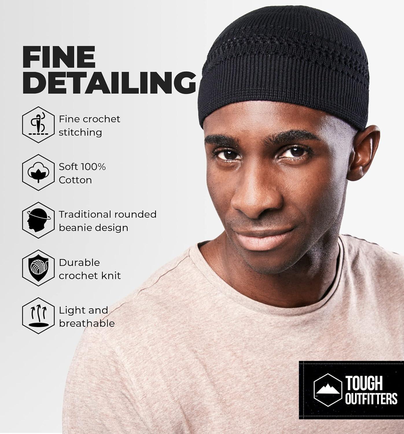 imageTough Headwear Kufi Hat  Kufi Hats for Men Muslim Turkish Kufi CapBlack Lattice