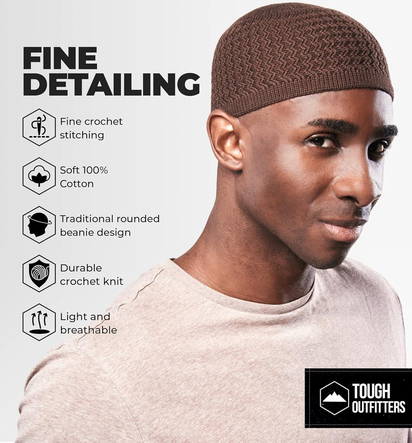 imageTough Headwear Kufi Hat  Kufi Hats for Men Muslim Turkish Kufi CapBrown