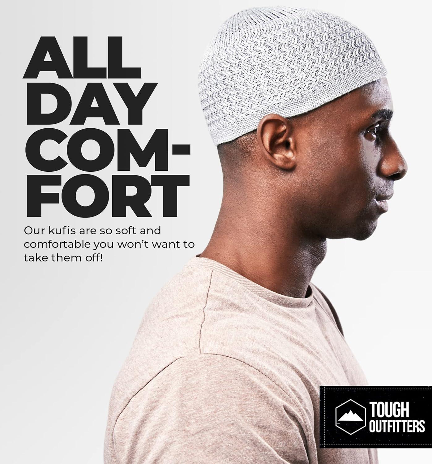 imageTough Headwear Kufi Hat  Kufi Hats for Men Muslim Turkish Kufi CapGrey