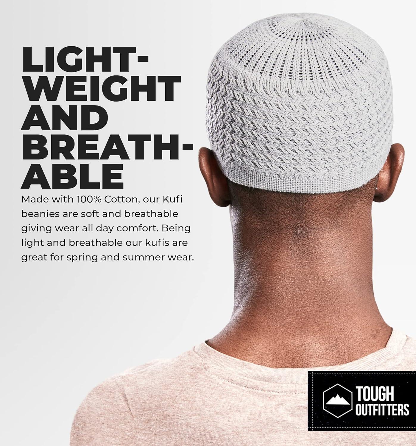 imageTough Headwear Kufi Hat  Kufi Hats for Men Muslim Turkish Kufi CapGrey