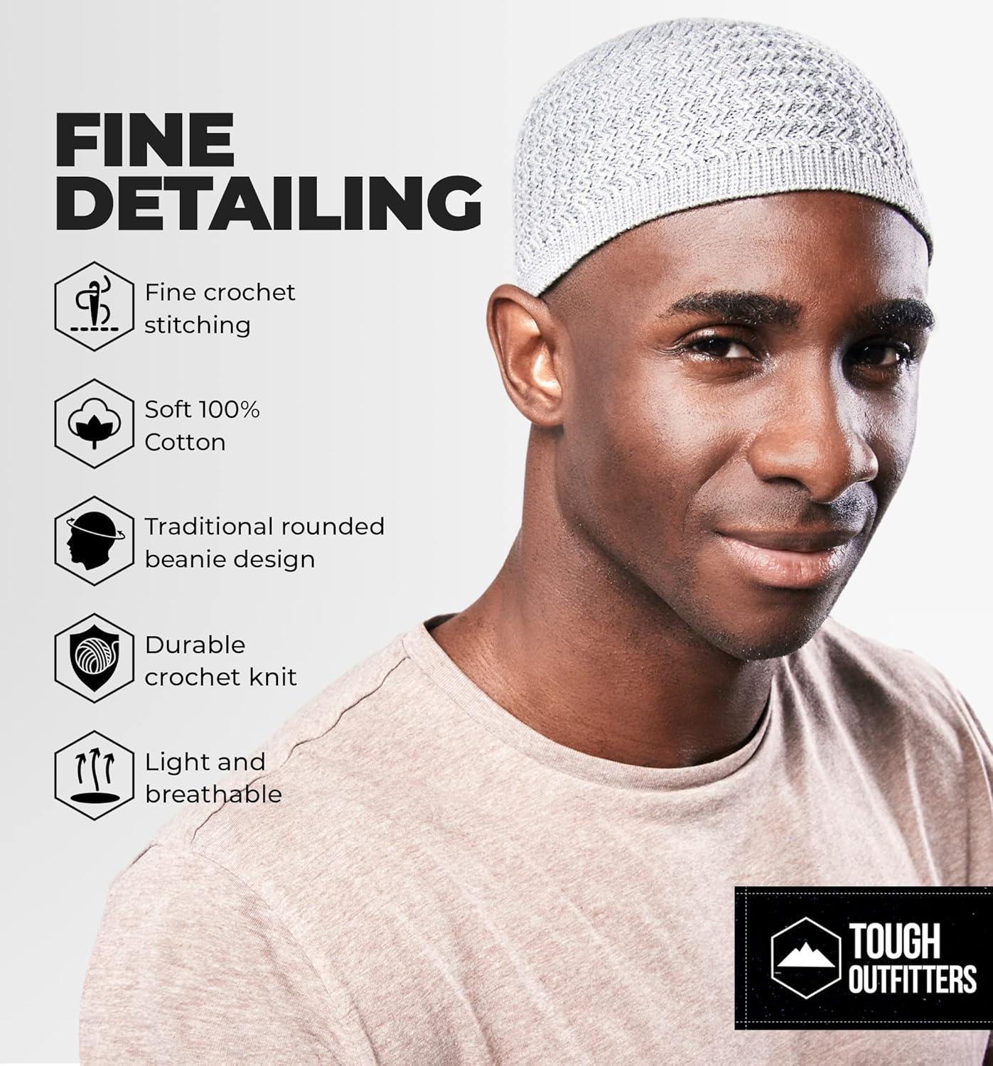 imageTough Headwear Kufi Hat  Kufi Hats for Men Muslim Turkish Kufi CapGrey