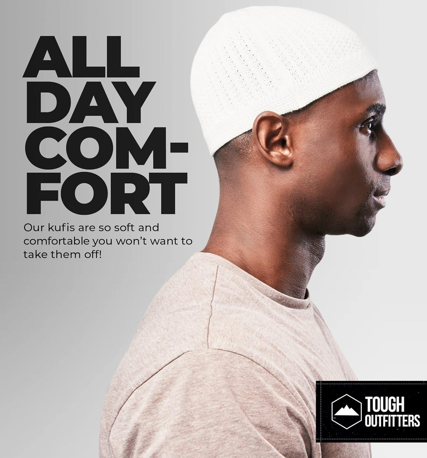 imageTough Headwear Kufi Hat  Kufi Hats for Men Muslim Turkish Kufi CapWhite Full