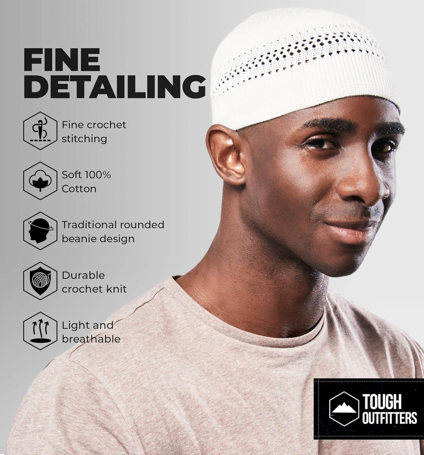 imageTough Headwear Kufi Hat  Kufi Hats for Men Muslim Turkish Kufi CapWhite Lattice