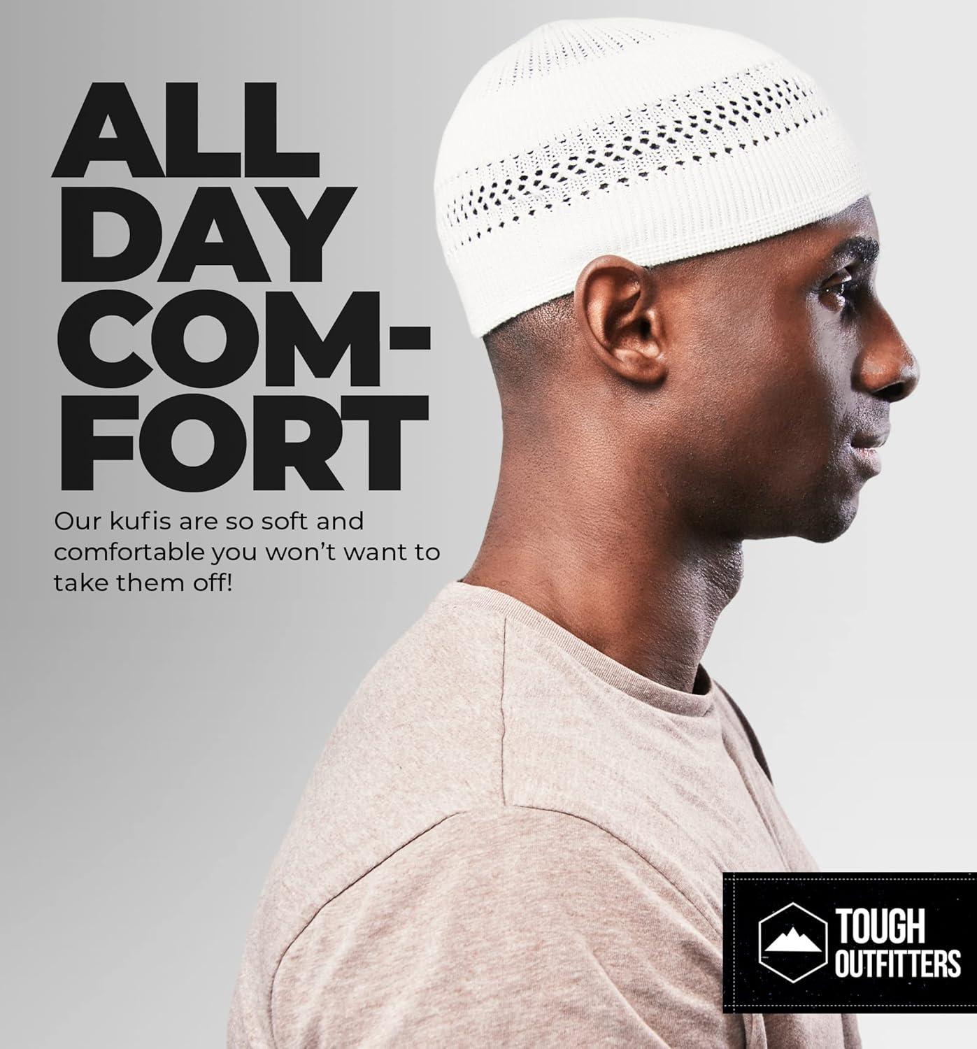 imageTough Headwear Kufi Hat  Kufi Hats for Men Muslim Turkish Kufi CapWhite Lattice