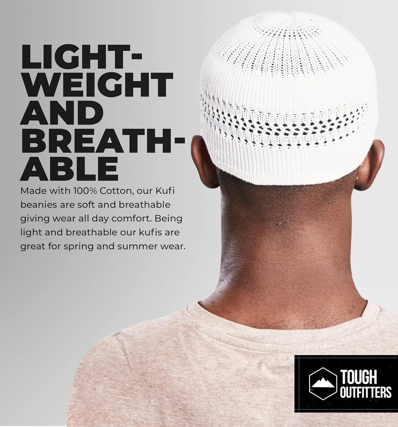 imageTough Headwear Kufi Hat  Kufi Hats for Men Muslim Turkish Kufi CapWhite Lattice