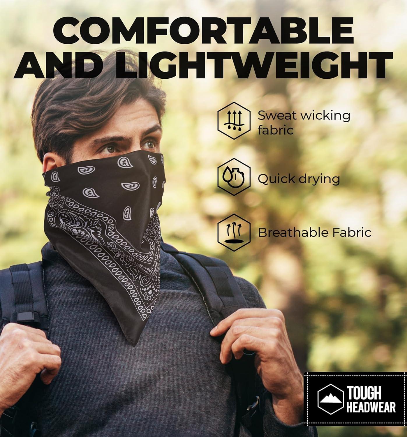 imageTough Headwear Large Bandana Headband  Bandanas for Men ampamp Women  Cowboy Scarf Handkerchief  Paisley Bandana