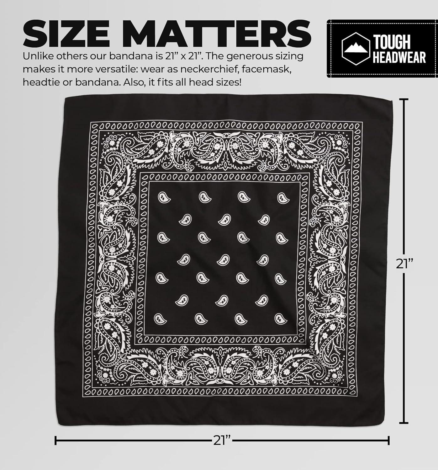 imageTough Headwear Large Bandana Headband  Bandanas for Men ampamp Women  Cowboy Scarf Handkerchief  Paisley Bandana