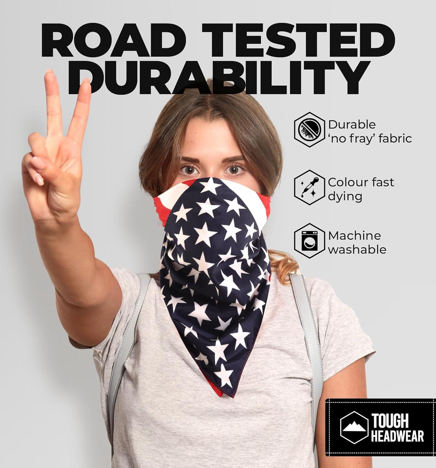 imageTough Headwear Large Bandana Headband  Bandanas for Men ampamp Women  Cowboy Scarf Handkerchief  US Flag Bandana