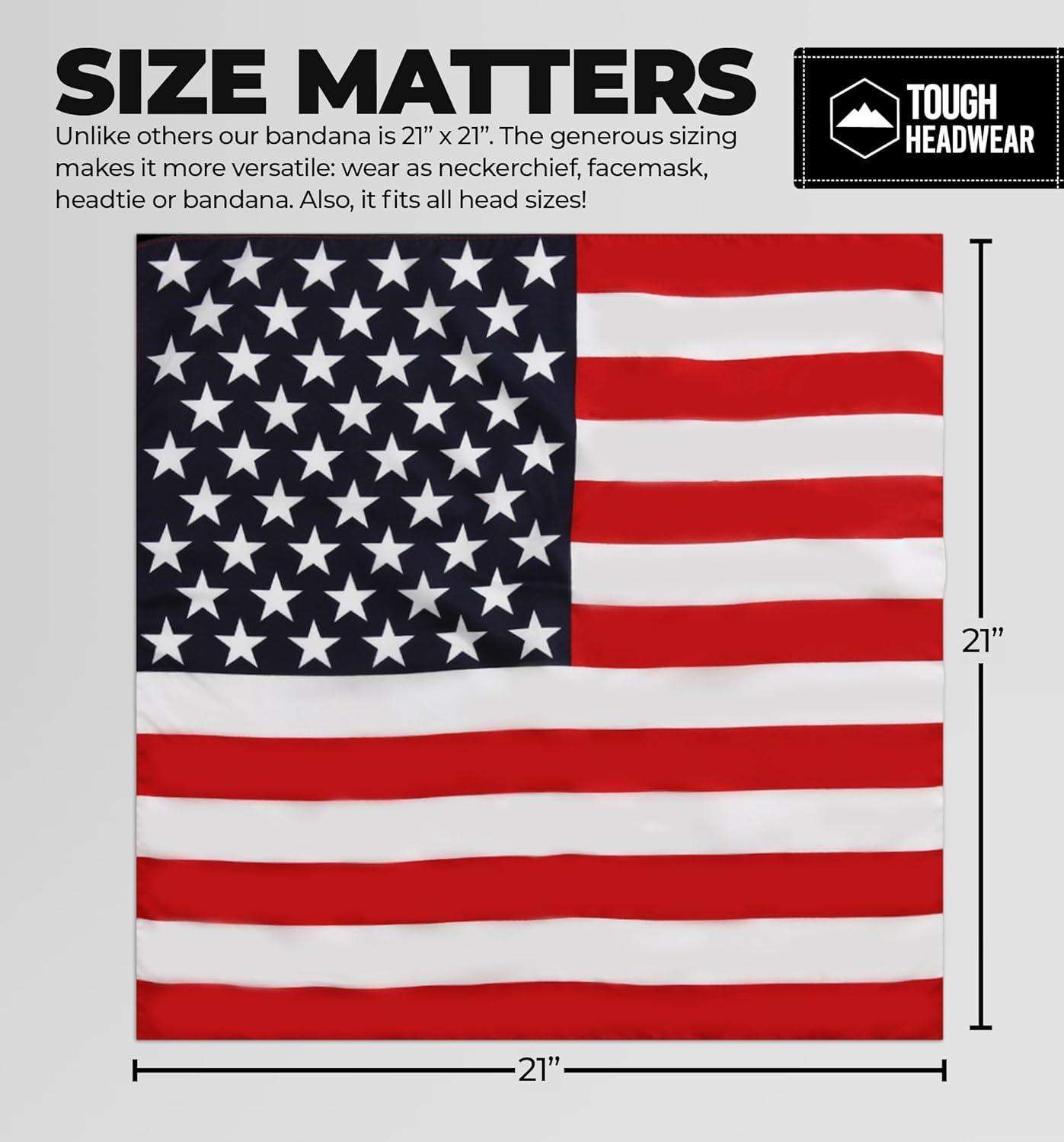 imageTough Headwear Large Bandana Headband  Bandanas for Men ampamp Women  Cowboy Scarf Handkerchief  US Flag Bandana