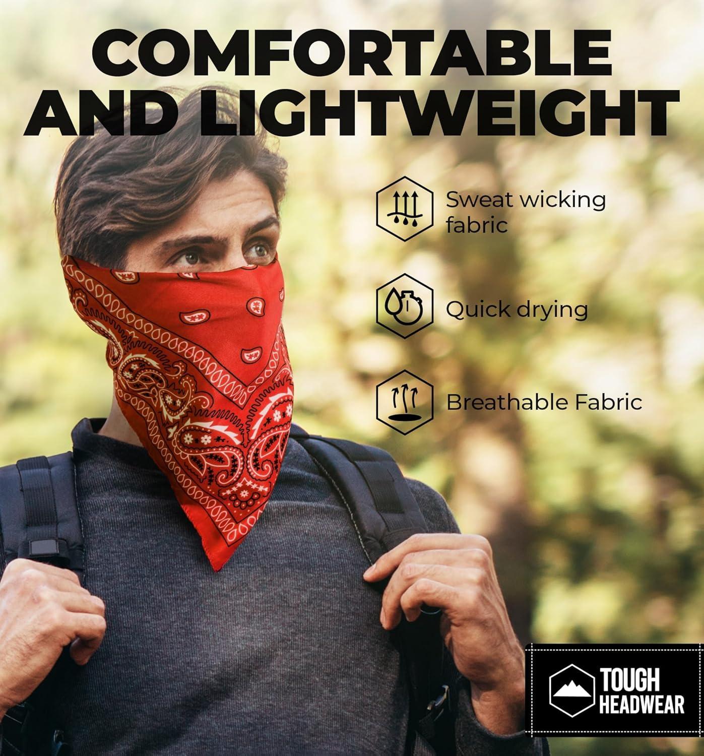 imageTough Headwear Large Bandana Headband  Handkerchief Bandanas for Men ampamp Women  Cowboy Scarf  Paisley Bandana