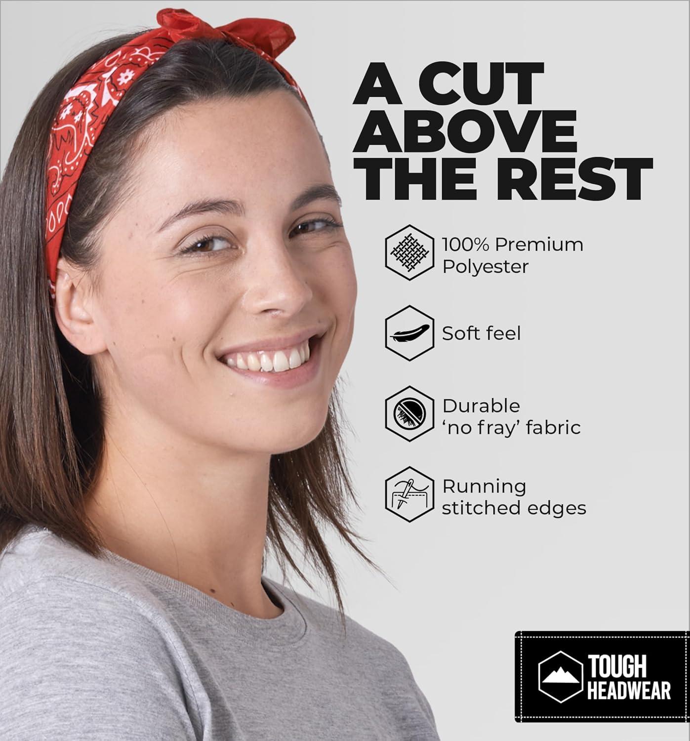 imageTough Headwear Large Bandana Headband  Handkerchief Bandanas for Men ampamp Women  Cowboy Scarf  Paisley Bandana