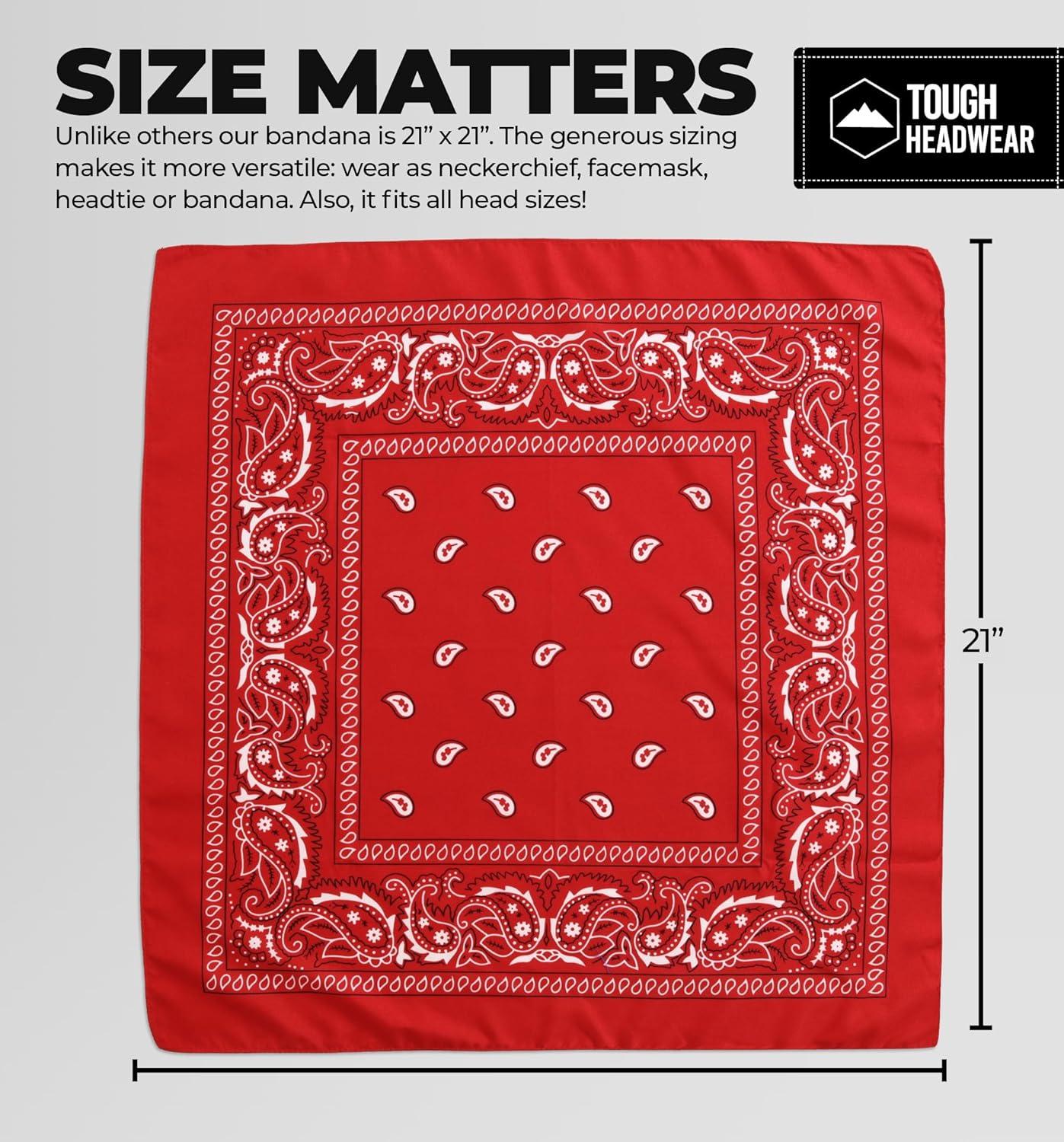 imageTough Headwear Large Bandana Headband  Handkerchief Bandanas for Men ampamp Women  Cowboy Scarf  Paisley Bandana
