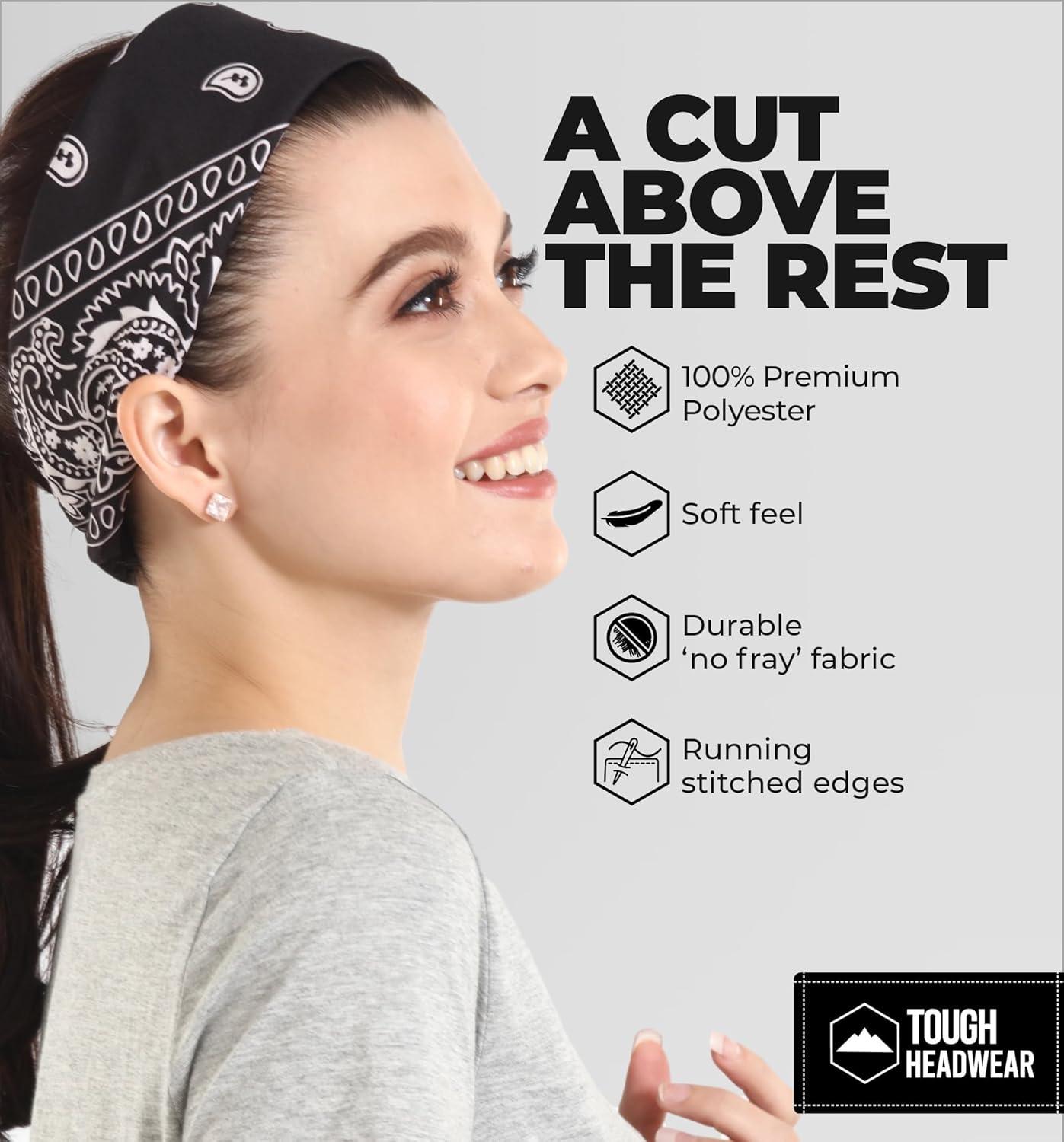 imageTough Headwear Large Bandana Headband  Handkerchief Bandanas for Men ampamp Women  Paisley Bandana Pack  Cowboy ScarfMulticolor