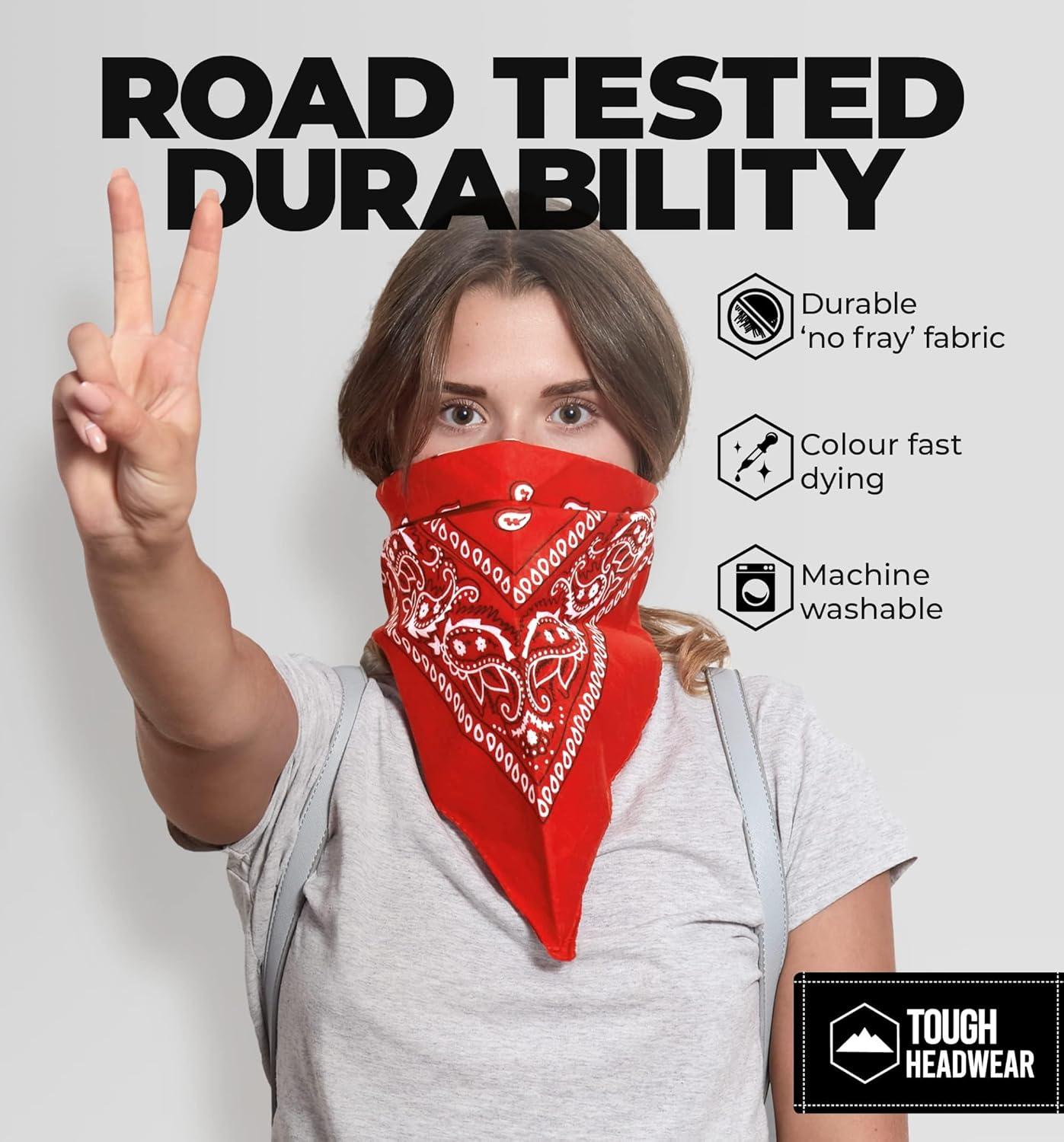 imageTough Headwear Large Bandana Headband  Handkerchief Bandanas for Men ampamp Women  Paisley Bandana Pack  Cowboy ScarfMulticolor