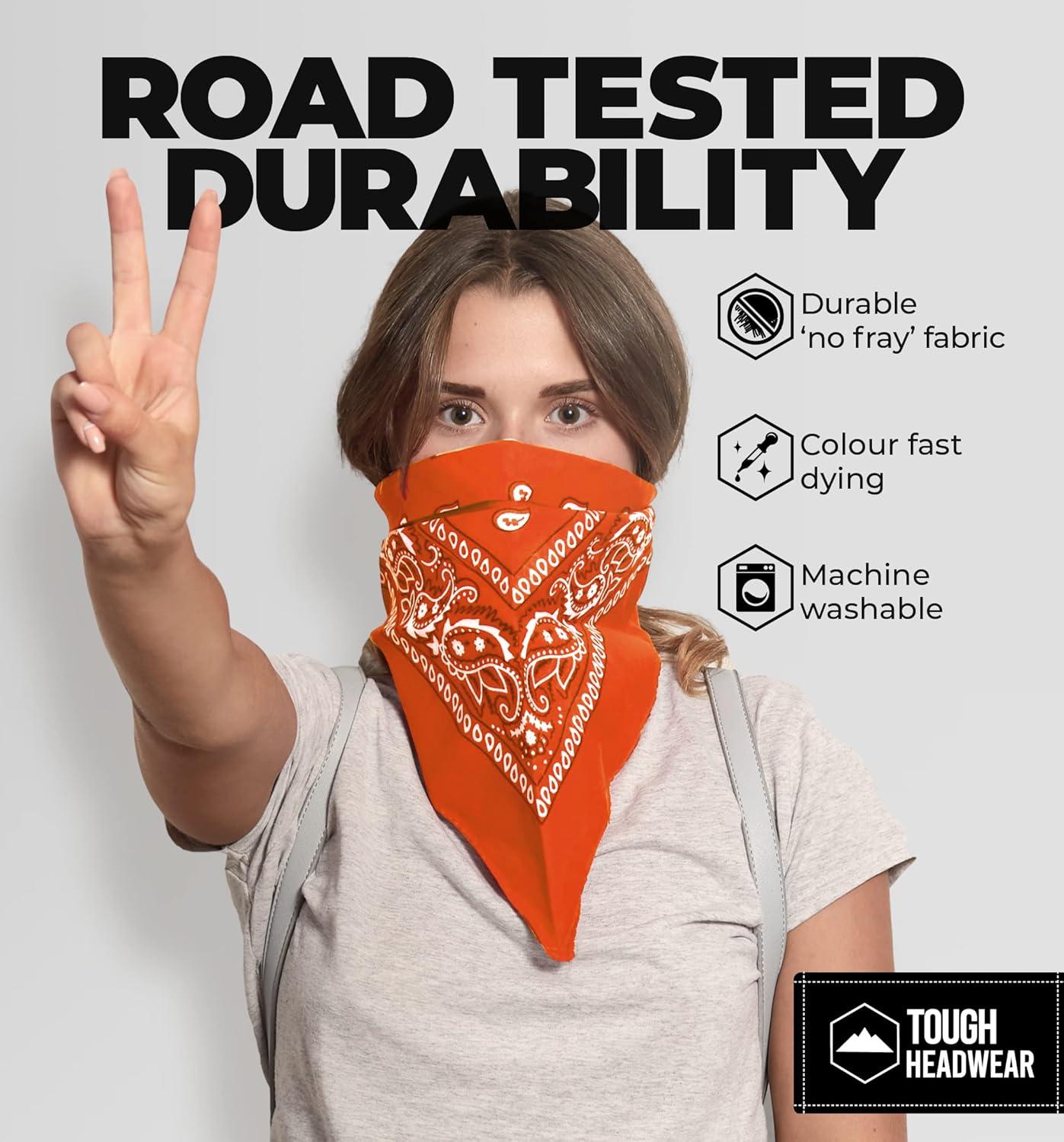 imageTough Headwear Large Bandana Headband  Handkerchief Bandanas for Men ampamp Women  Paisley Bandana Pack  Cowboy ScarfOrange