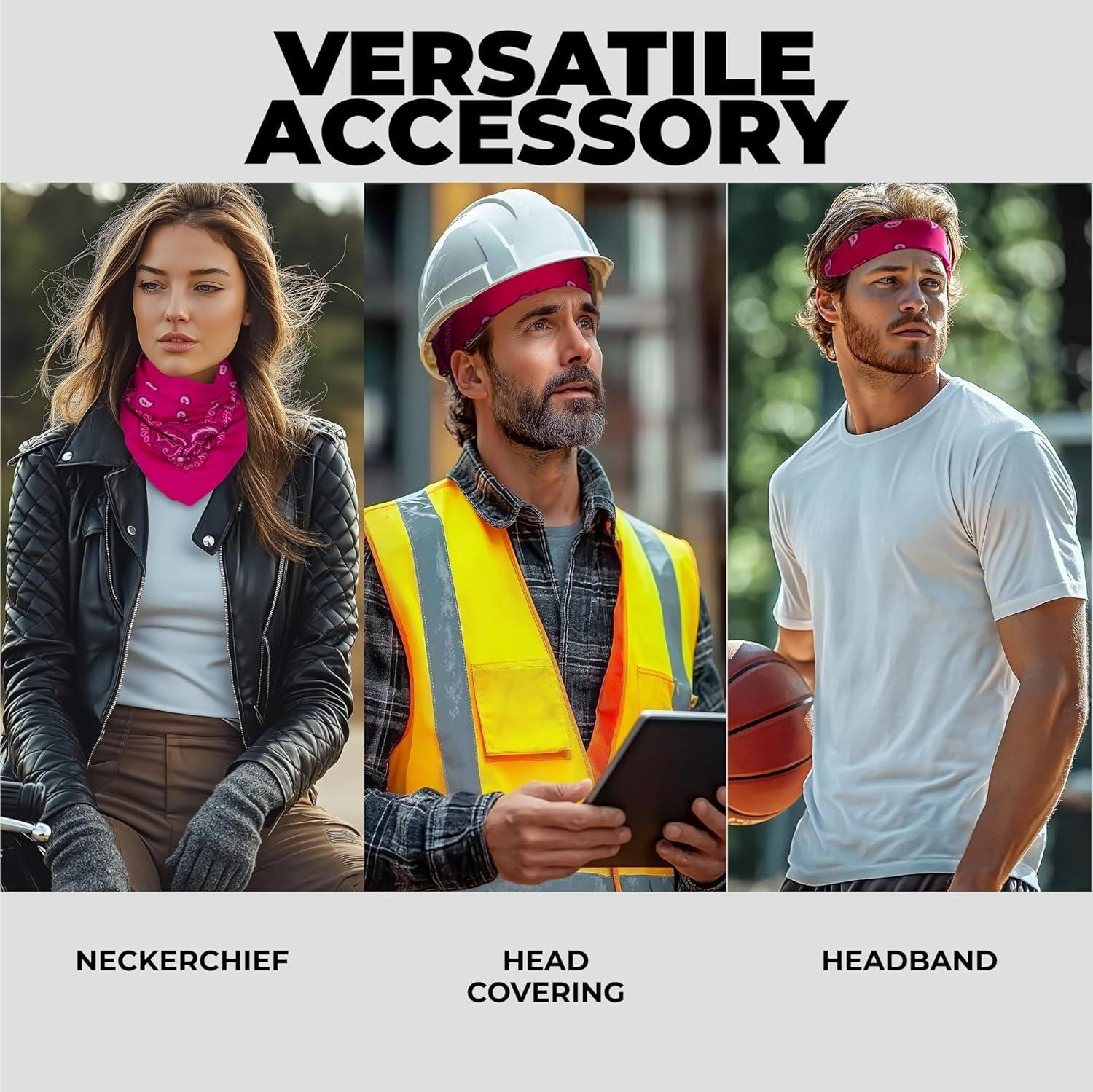 imageTough Headwear Large Bandana Headband  Handkerchief Bandanas for Men ampamp Women  Paisley Bandana Pack  Cowboy ScarfPink
