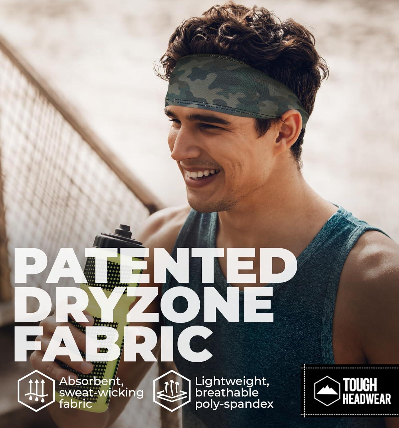 imageTough Headwear Mens Sweat Bands  Athletic Headbands Men Cycling Football Baseball Running Tennis Basketball  High Performance Headbands for MenWomen  One Size Fits Most  Military Camo