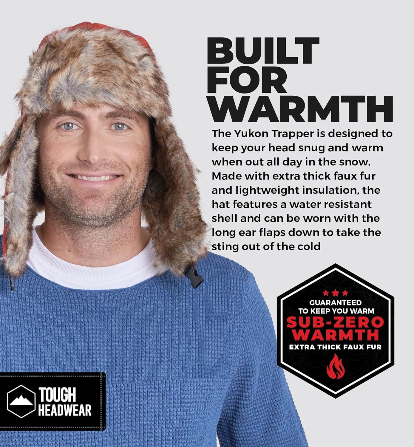 imageTough Headwear Russian Trapper Hat  WaterResistant Ushanka for Men ampamp Women with Chin Strap ampamp Ear FlapsLumberjack