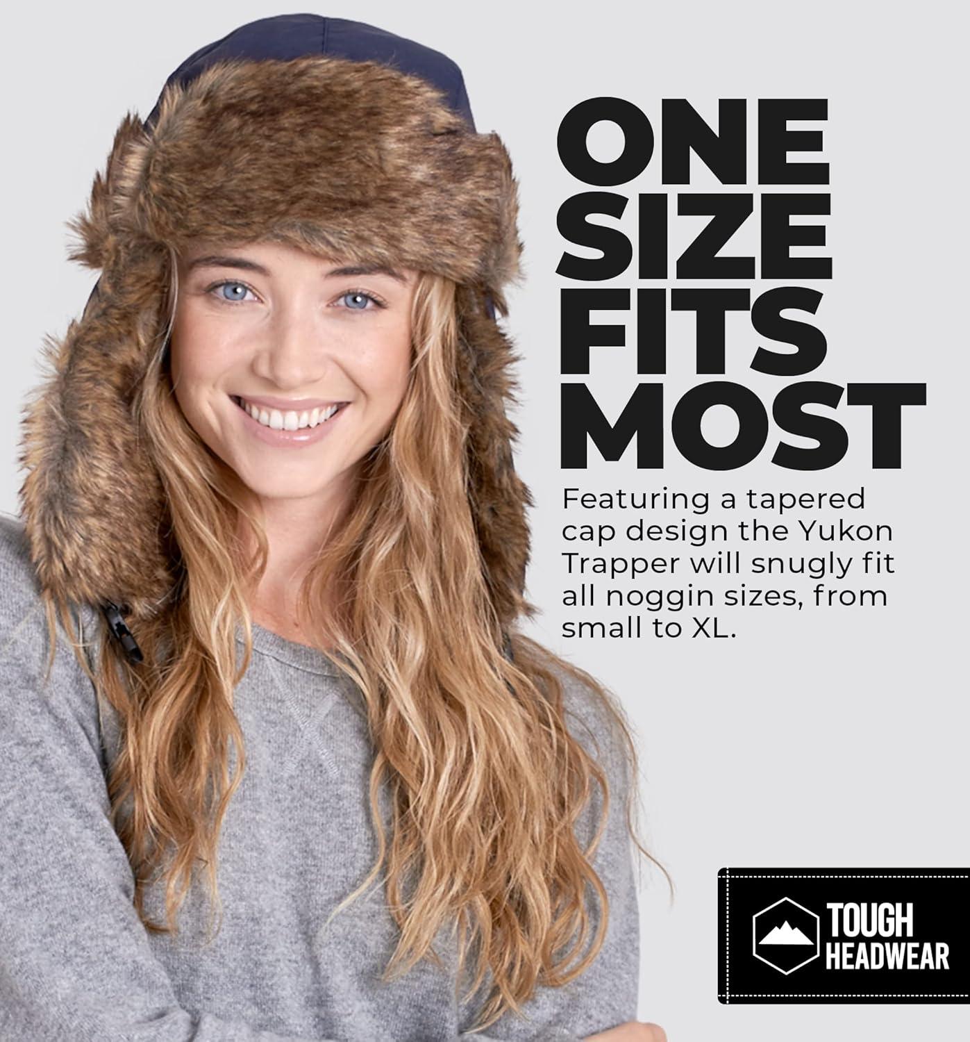 imageTough Headwear Russian Trapper Hat  WaterResistant Ushanka for Men ampamp Women with Chin Strap ampamp Ear FlapsNavy Blue