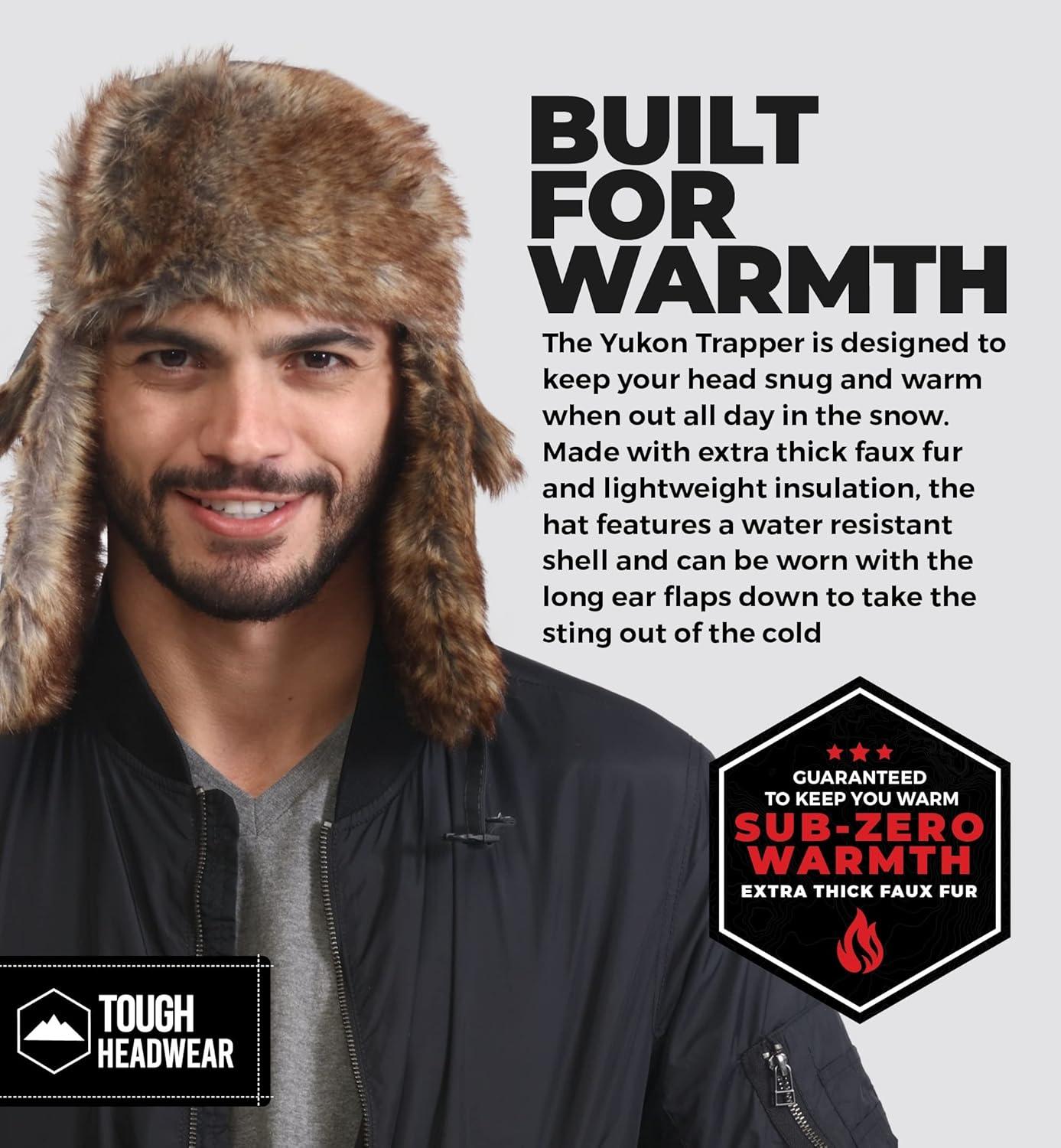 imageTough Headwear Russian Trapper Hat  WaterResistant Ushanka for Men ampamp Women with Chin Strap ampamp Ear FlapsNavy Blue