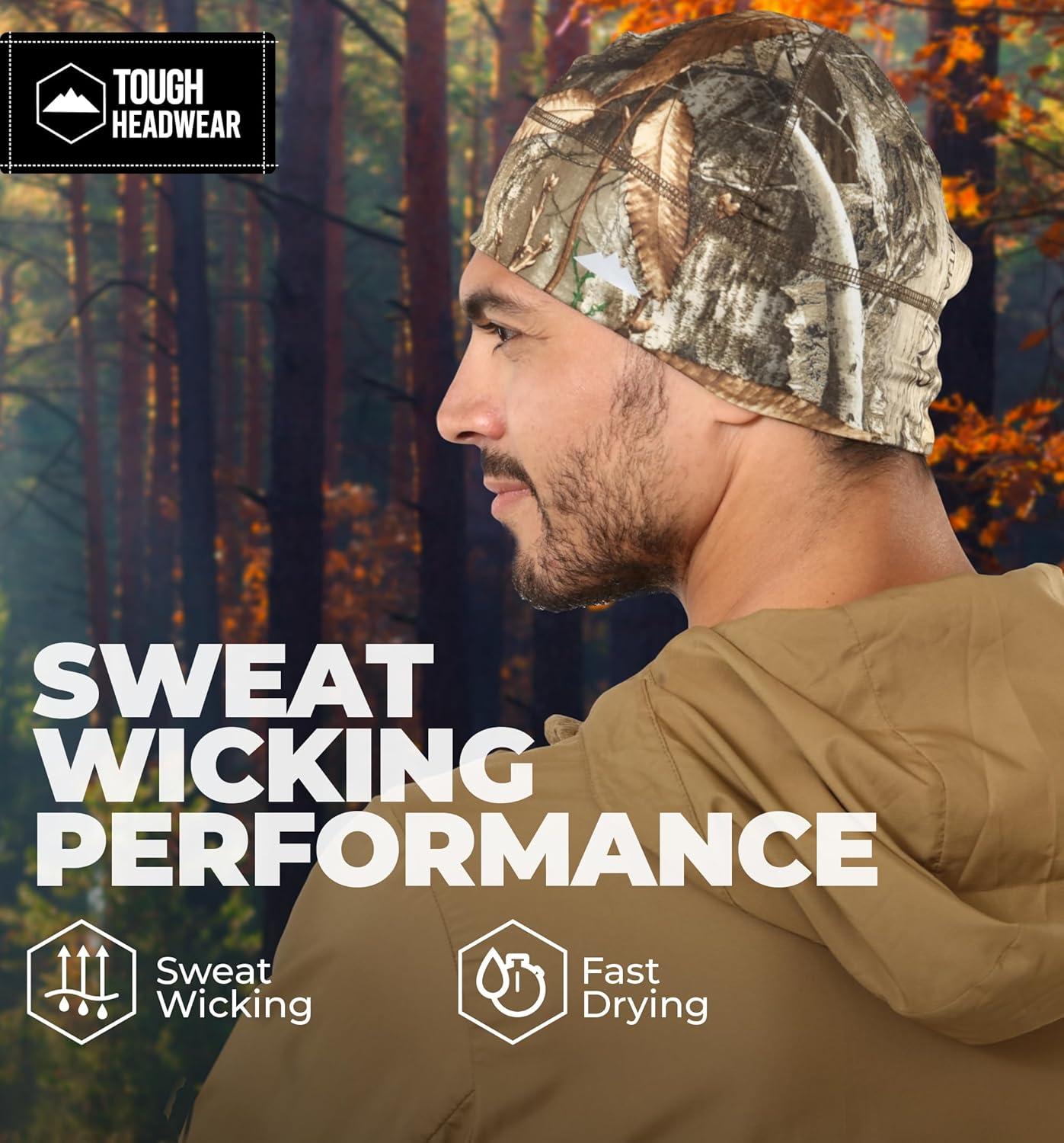 imageTough Headwear Skull Cap for Men  Beanie Hats  Skullcap  Skully Beanie Cap  Cooling Skull Caps for Men Locs Sweat Dreads Running  Sweat Wicking Lightweight Helmet Liner Camo