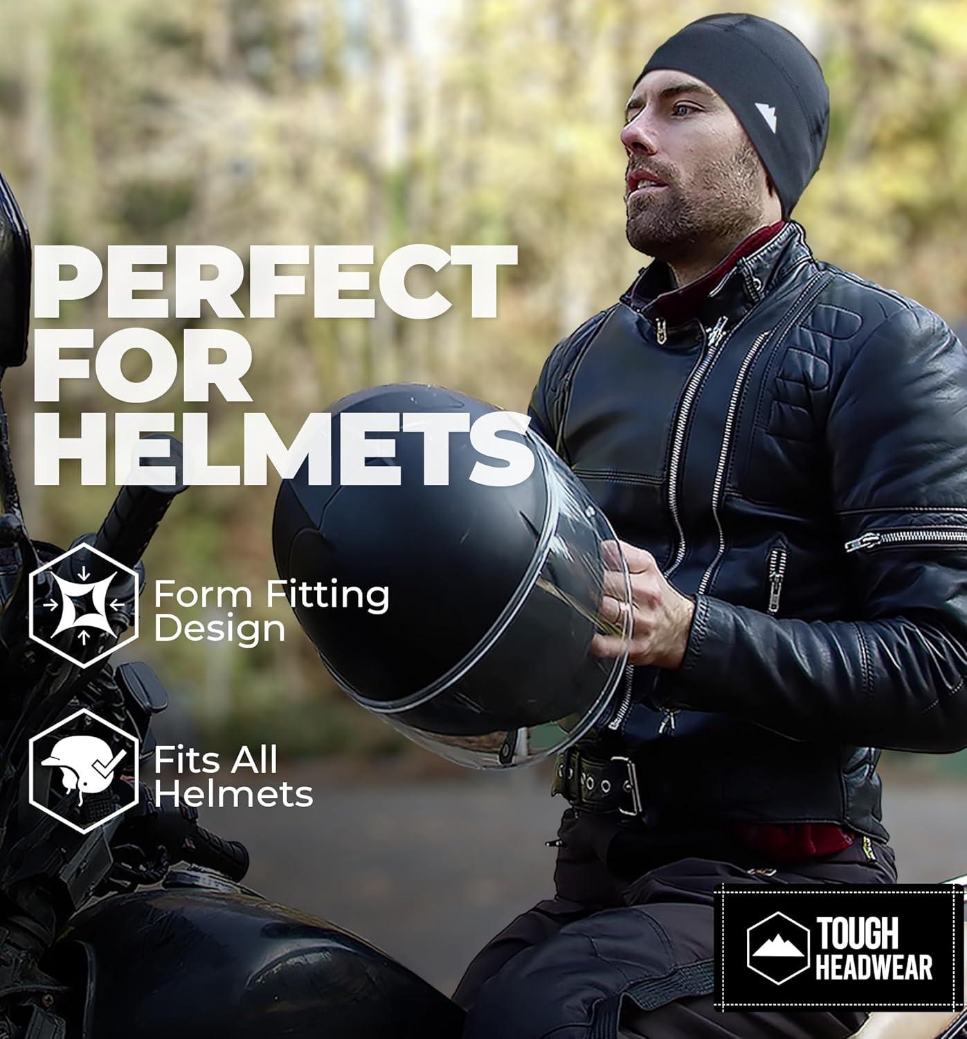 imageTough Headwear Skull Cap for Men  Beanie Hats  Skully Beanie Cap  Cooling Skull Caps for Men Locs Sweat Dreads Running2 Pack Black