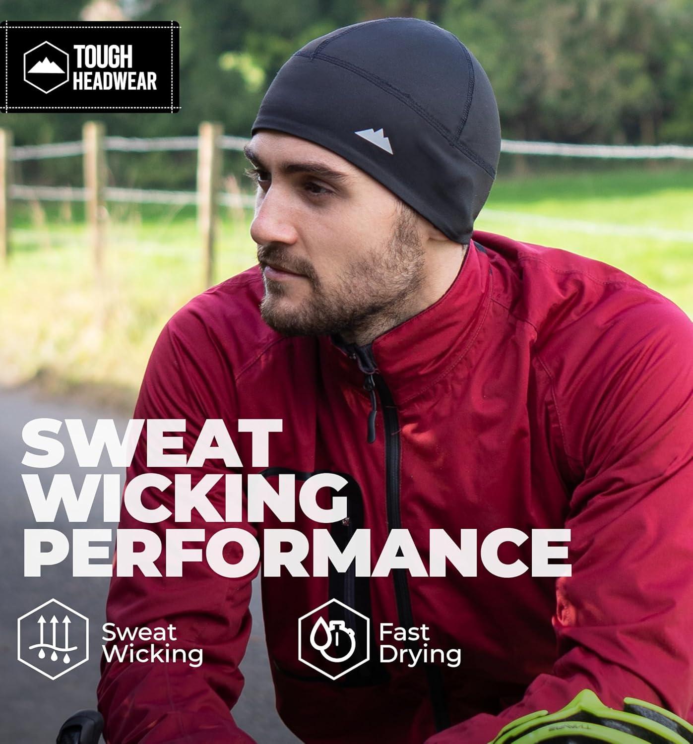 imageTough Headwear Skull Cap for Men  Beanie Hats  Skully Beanie Cap  Cooling Skull Caps for Men Locs Sweat Dreads Running2 Pack Black