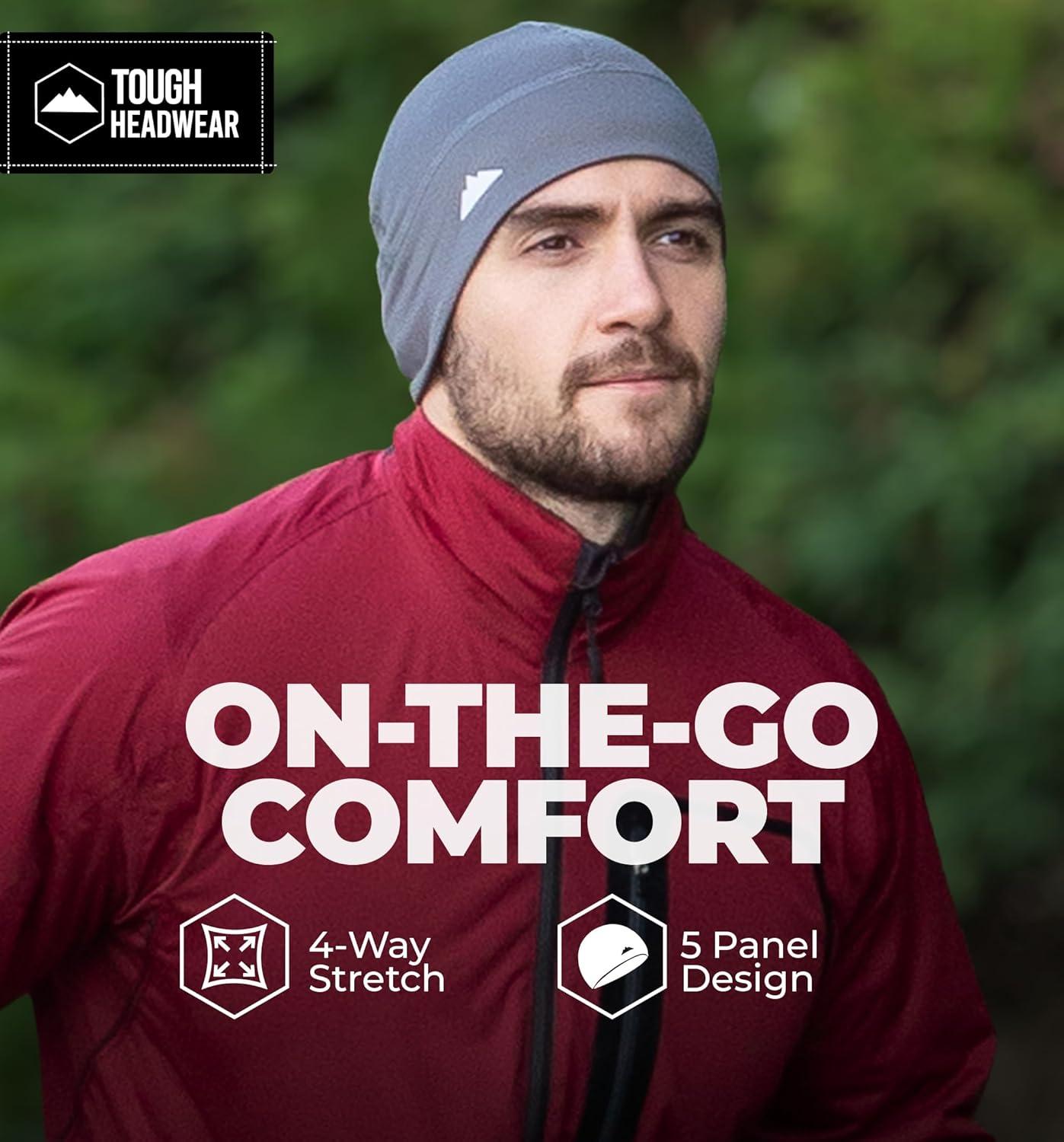 imageTough Headwear Skull Cap for Men  Beanie Hats  Skully Beanie Cap  Cooling Skull Caps for Men Locs Sweat Dreads RunningBlack  Dark Gray  2 Pack