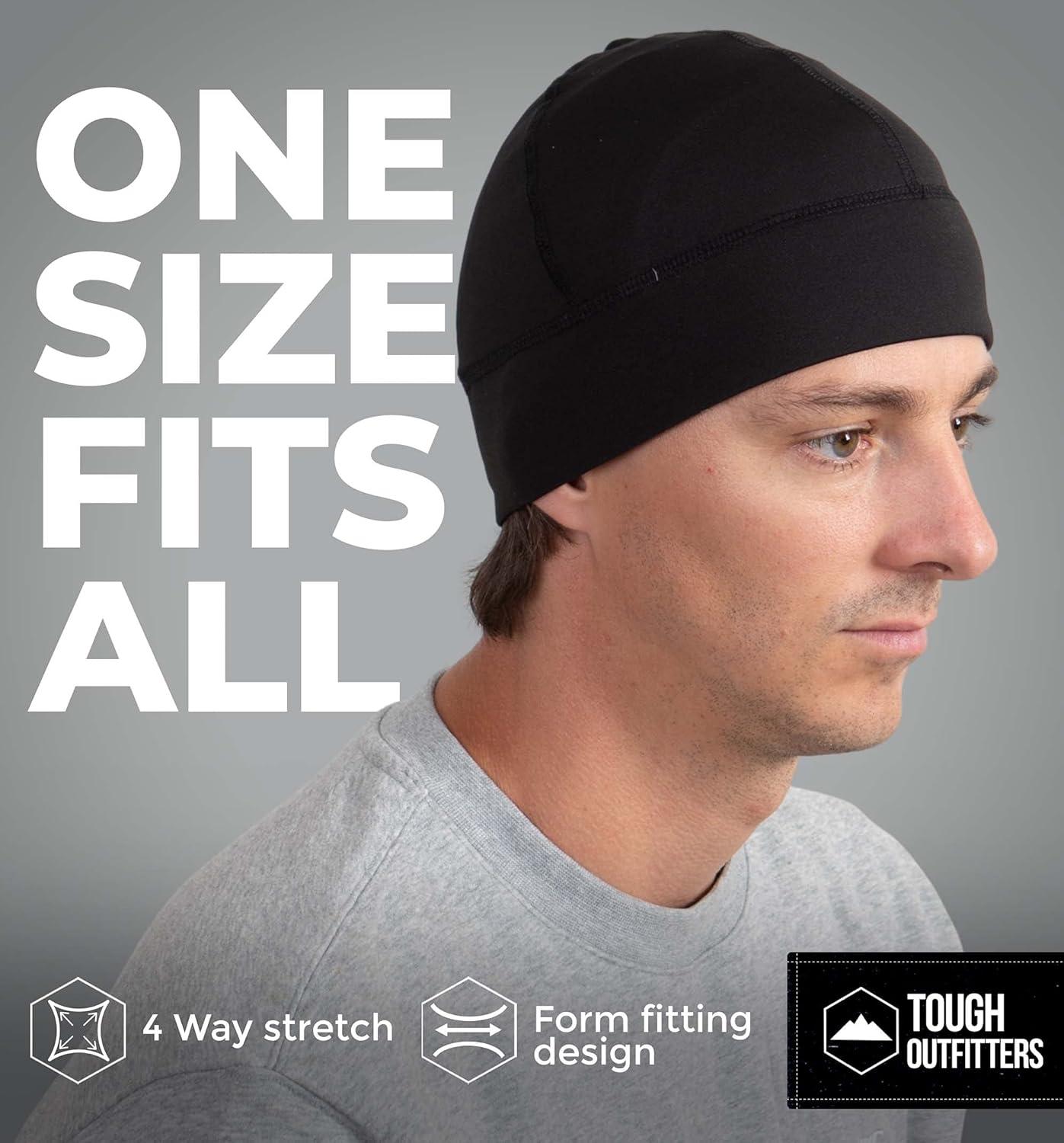 imageTough Headwear Skull Cap for Men  Beanie Hats  Skully Beanie Cap  Cooling Skull Caps for Men Locs Sweat Dreads RunningBlack  Mask