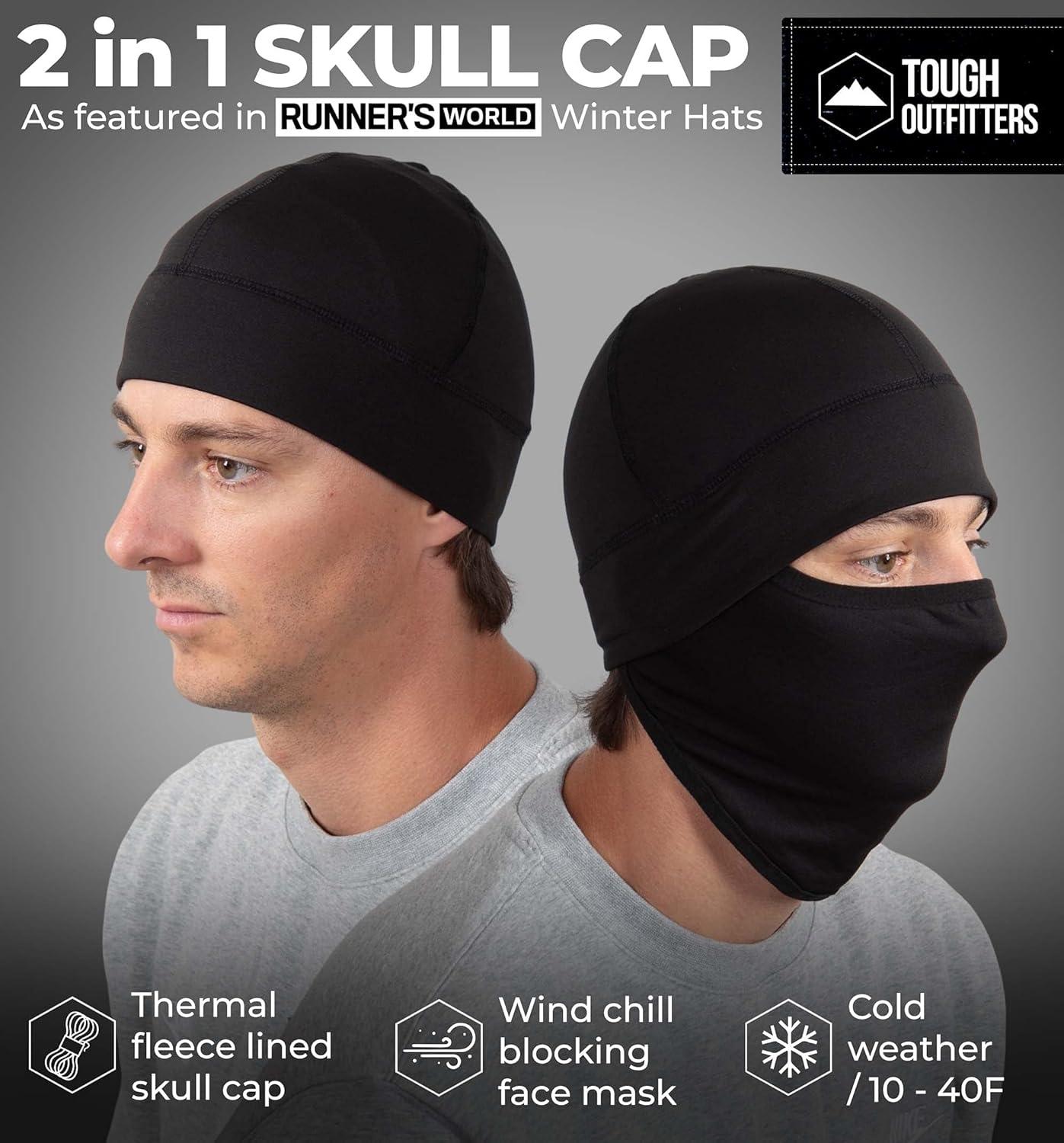 imageTough Headwear Skull Cap for Men  Beanie Hats  Skully Beanie Cap  Cooling Skull Caps for Men Locs Sweat Dreads RunningBlack  Mask