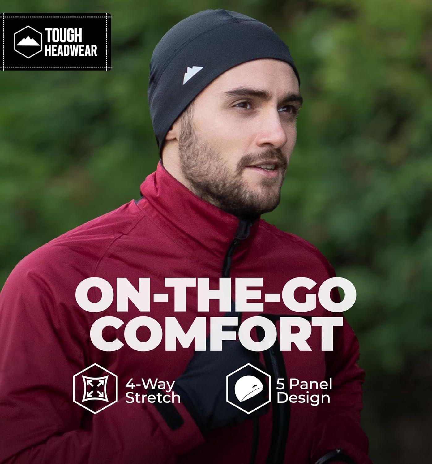 imageTough Headwear Skull Cap for Men  Beanie Hats  Skully Beanie Cap  Cooling Skull Caps for Men Locs Sweat Dreads RunningBlack