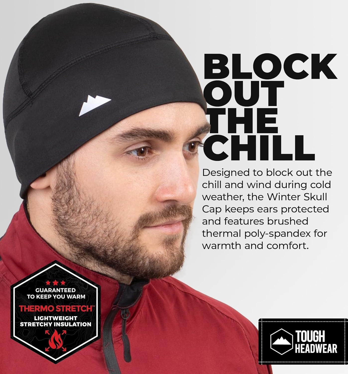 imageTough Headwear Skull Cap for Men  Beanie Hats  Skully Beanie Cap  Cooling Skull Caps for Men Locs Sweat Dreads RunningBlack