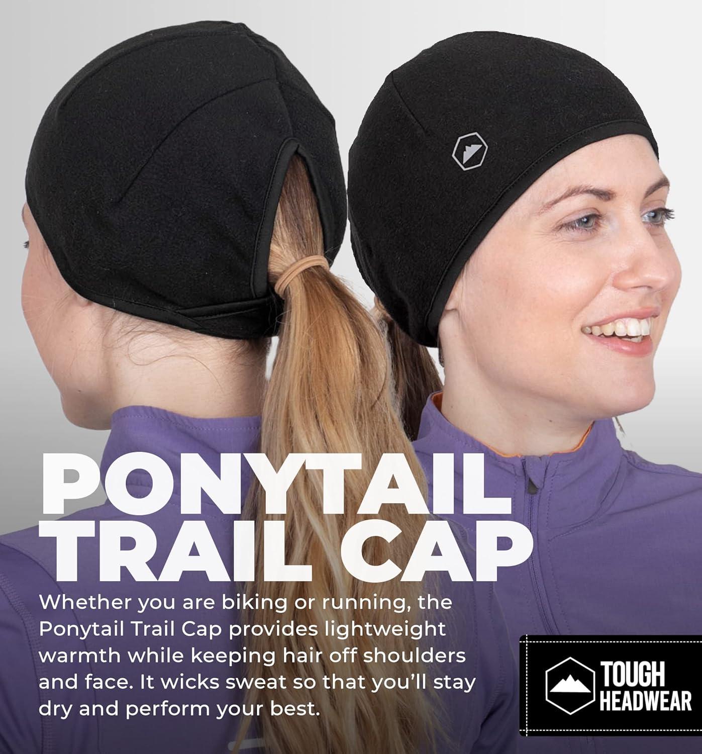 imageTough Headwear Skull Cap for Men  Beanie Hats  Skully Beanie Cap  Cooling Skull Caps for Men Locs Sweat Dreads RunningBlack Ponytail