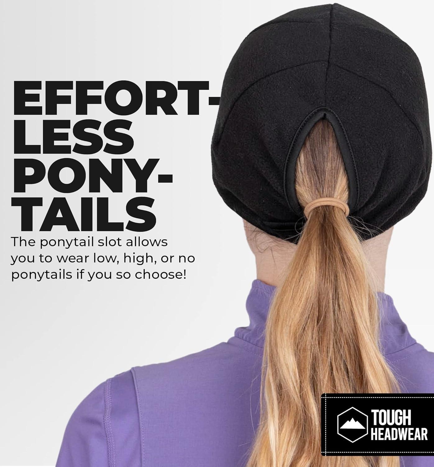 imageTough Headwear Skull Cap for Men  Beanie Hats  Skully Beanie Cap  Cooling Skull Caps for Men Locs Sweat Dreads RunningBlack Ponytail