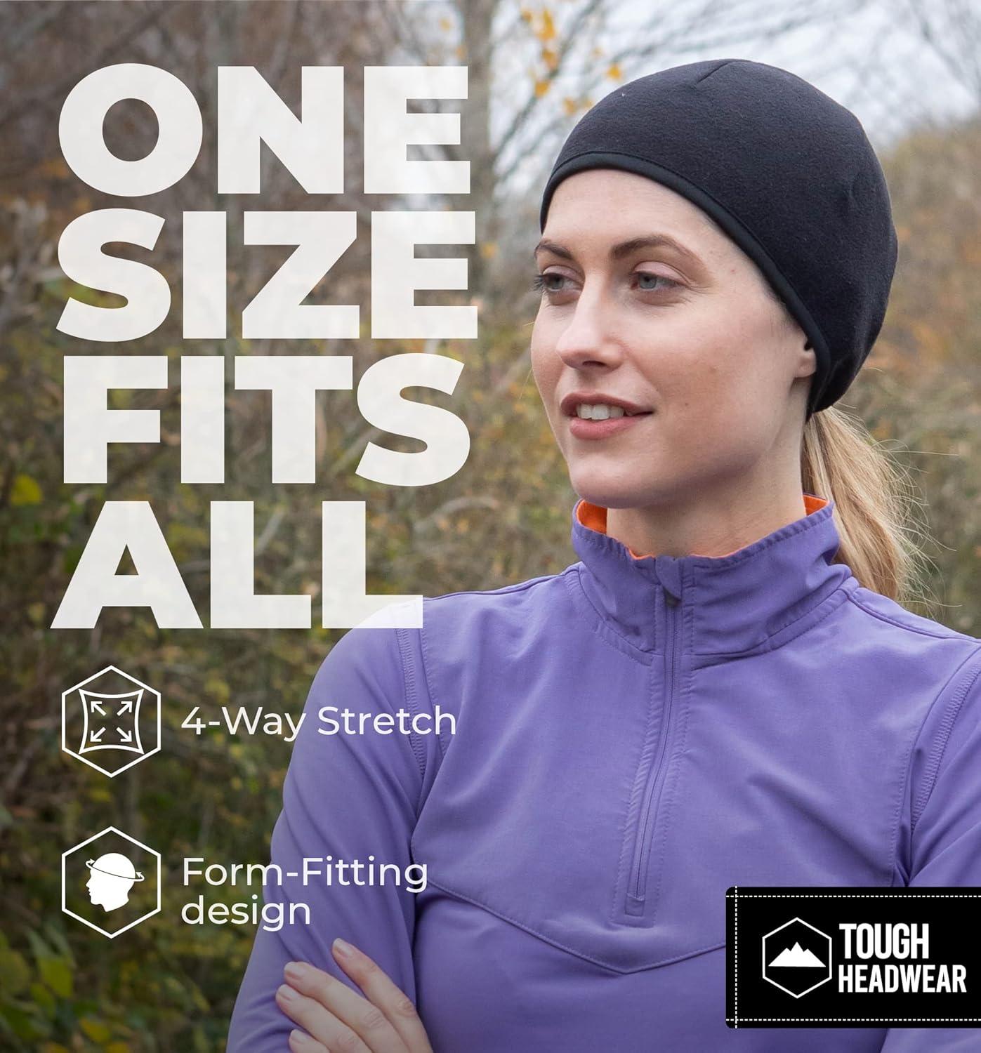 imageTough Headwear Skull Cap for Men  Beanie Hats  Skully Beanie Cap  Cooling Skull Caps for Men Locs Sweat Dreads RunningBlack Ponytail