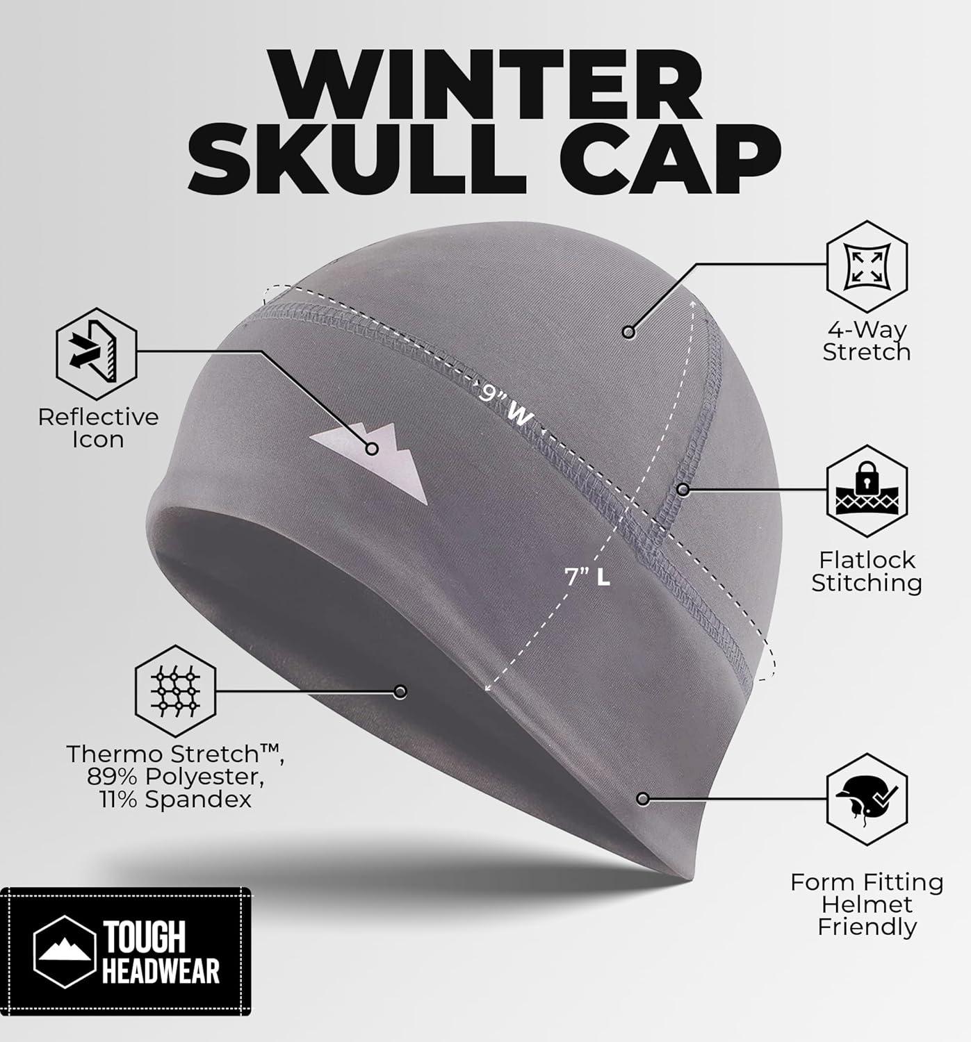 imageTough Headwear Skull Cap for Men  Beanie Hats  Skully Beanie Cap  Cooling Skull Caps for Men Locs Sweat Dreads RunningDark Gray