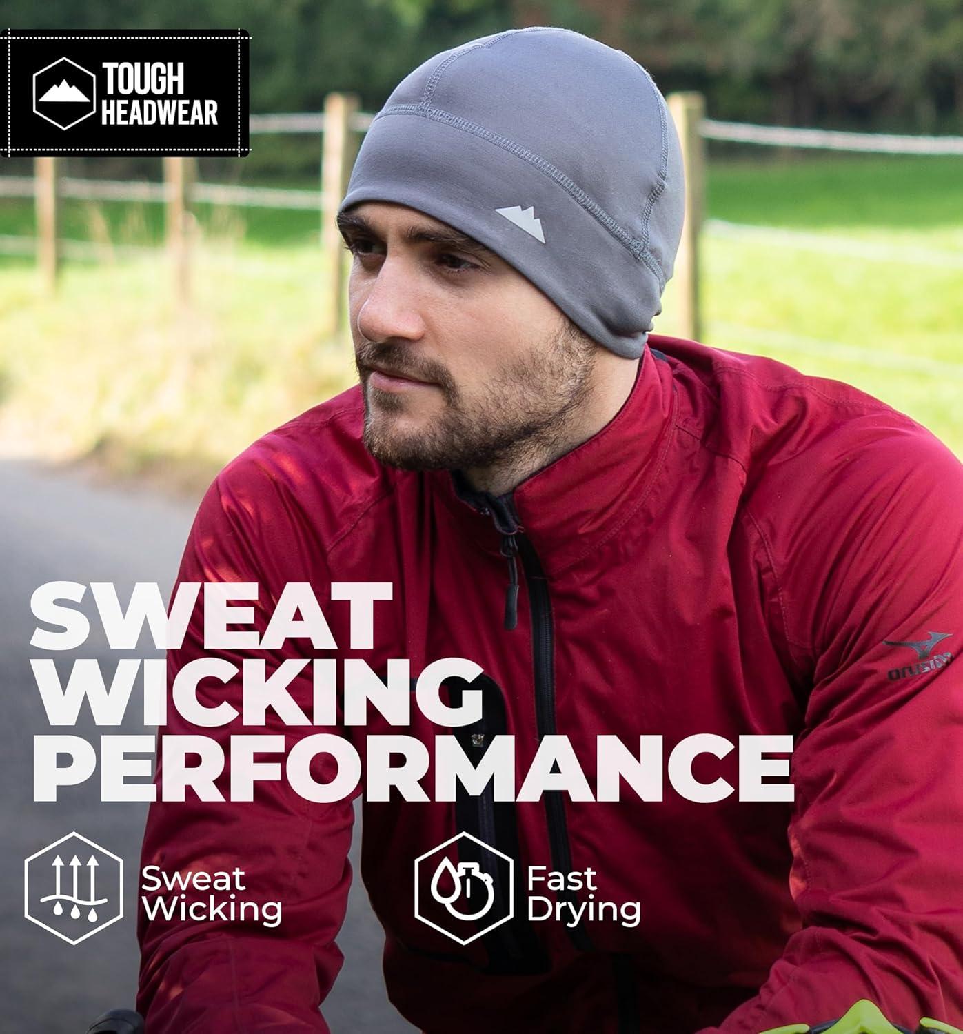 imageTough Headwear Skull Cap for Men  Beanie Hats  Skully Beanie Cap  Cooling Skull Caps for Men Locs Sweat Dreads RunningDark Gray