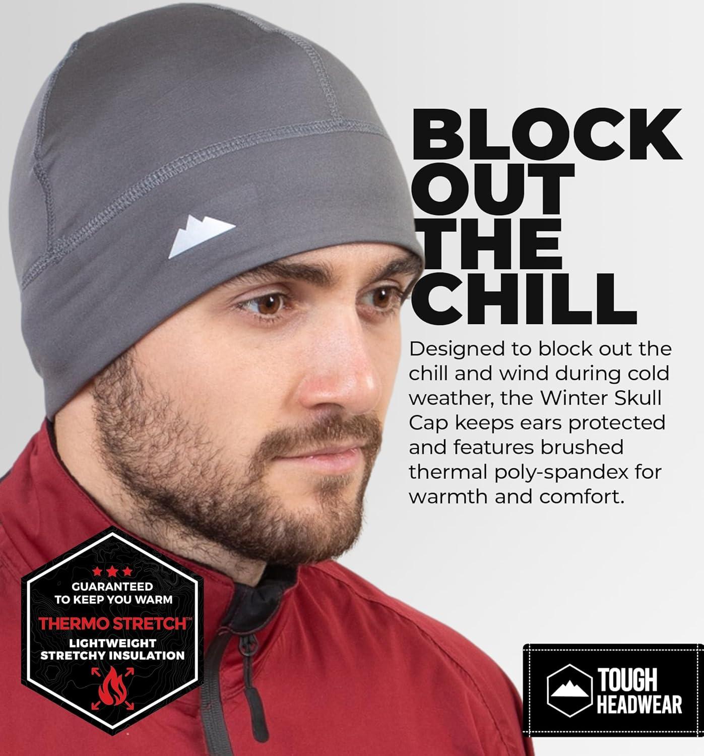 imageTough Headwear Skull Cap for Men  Beanie Hats  Skully Beanie Cap  Cooling Skull Caps for Men Locs Sweat Dreads RunningDark Gray