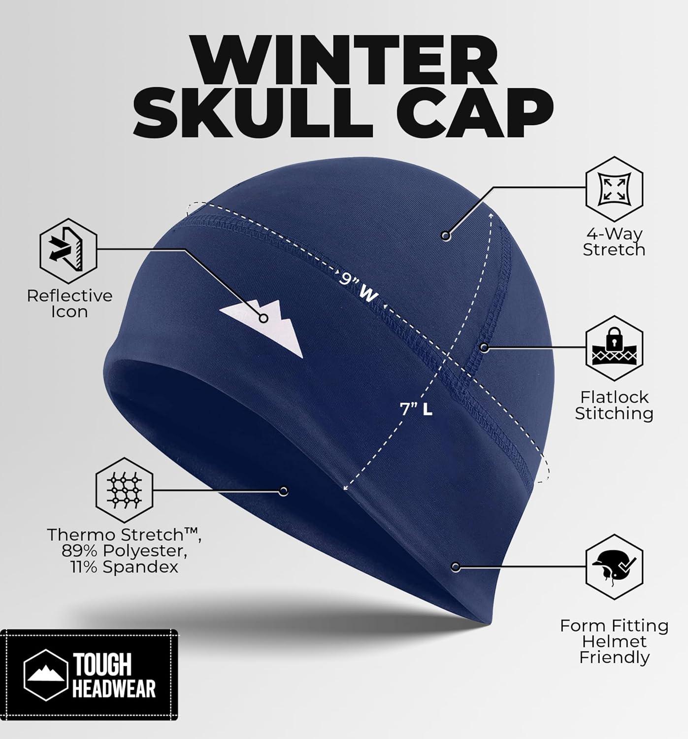 imageTough Headwear Skull Cap for Men  Beanie Hats  Skully Beanie Cap  Cooling Skull Caps for Men Locs Sweat Dreads RunningNavy Blue